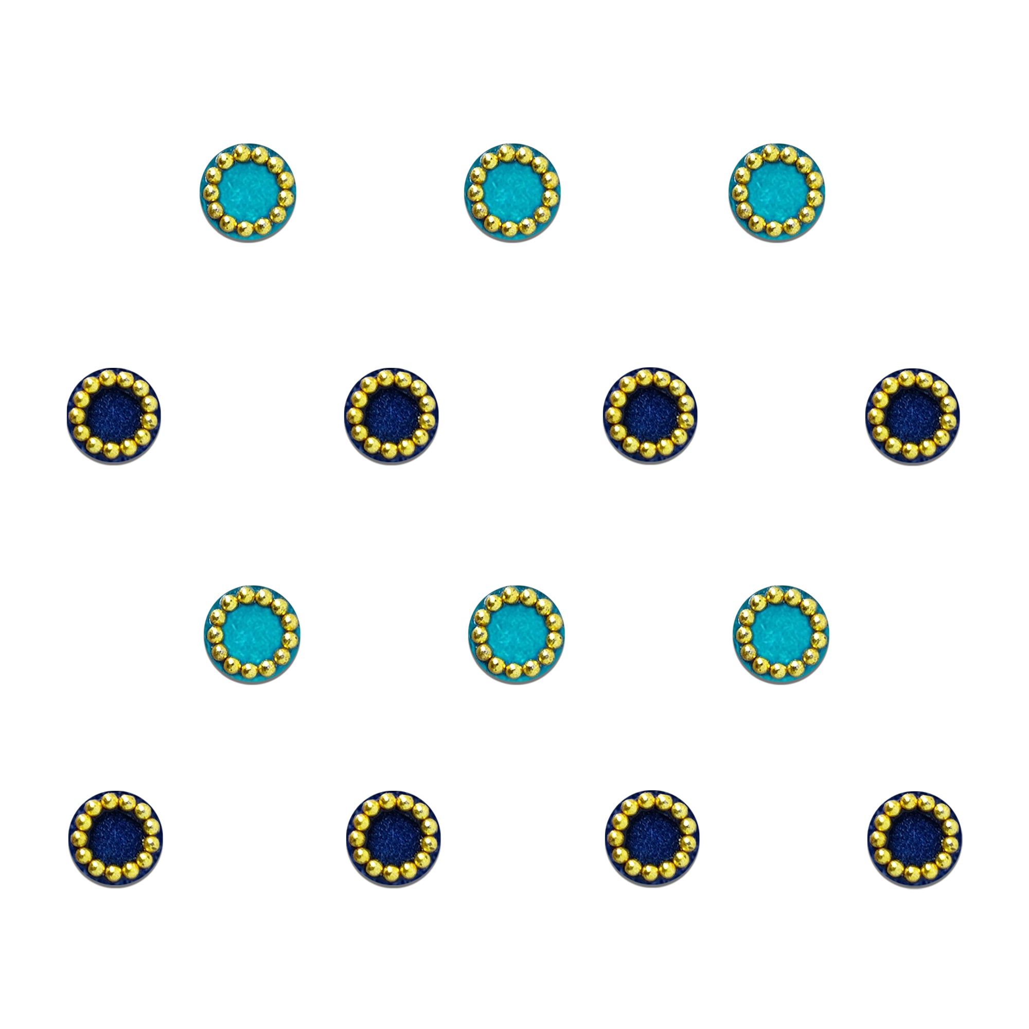 Comet Busters elegant Round Blue Bindis With Golden Beads 