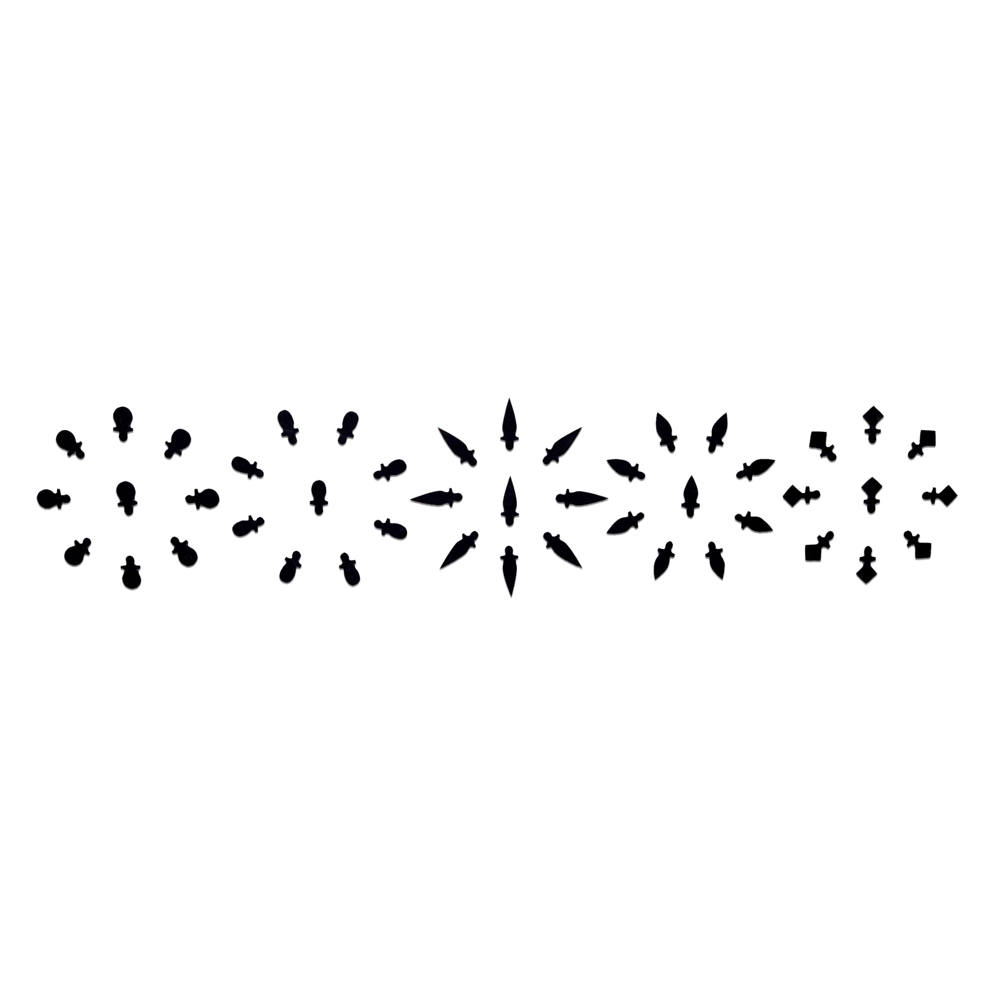 Comet Busters black mini shape bindis assortment, traditional forehead stickers with round, leaf, teardrop, spear, and geometric designs for women, ideal for daily wear, Bharatanatyam, Kuchipudi, festivals, puja, cultural programs, and traditional Indian attire.