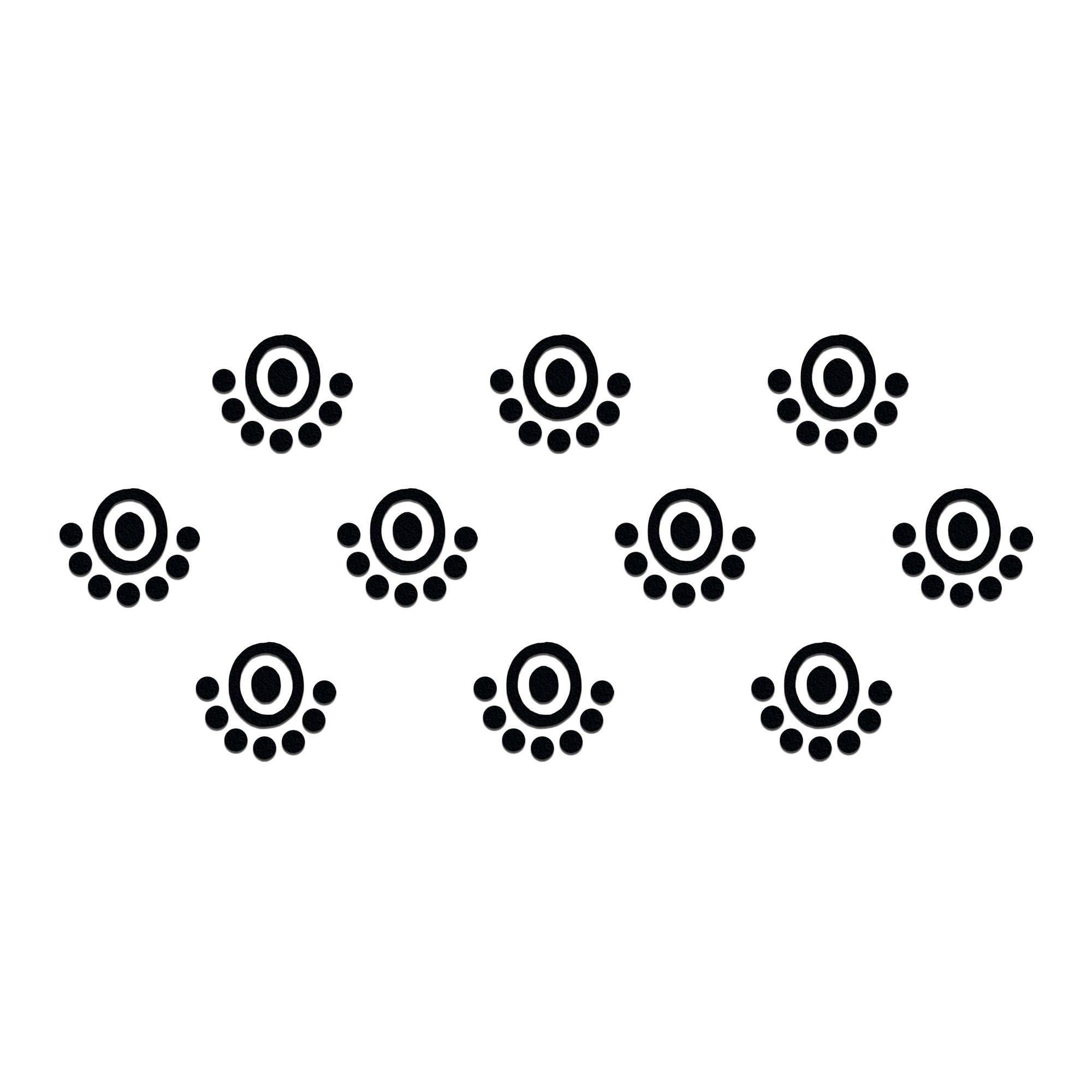 Comet Busters Classic Black Oval Dotted Designer Bindi sheet featuring reusable black oval bindis with a white inner oval and decorative dotted border. Perfect for women and girls for daily wear, traditional outfits, festivals, office wear, and cultural occasions.