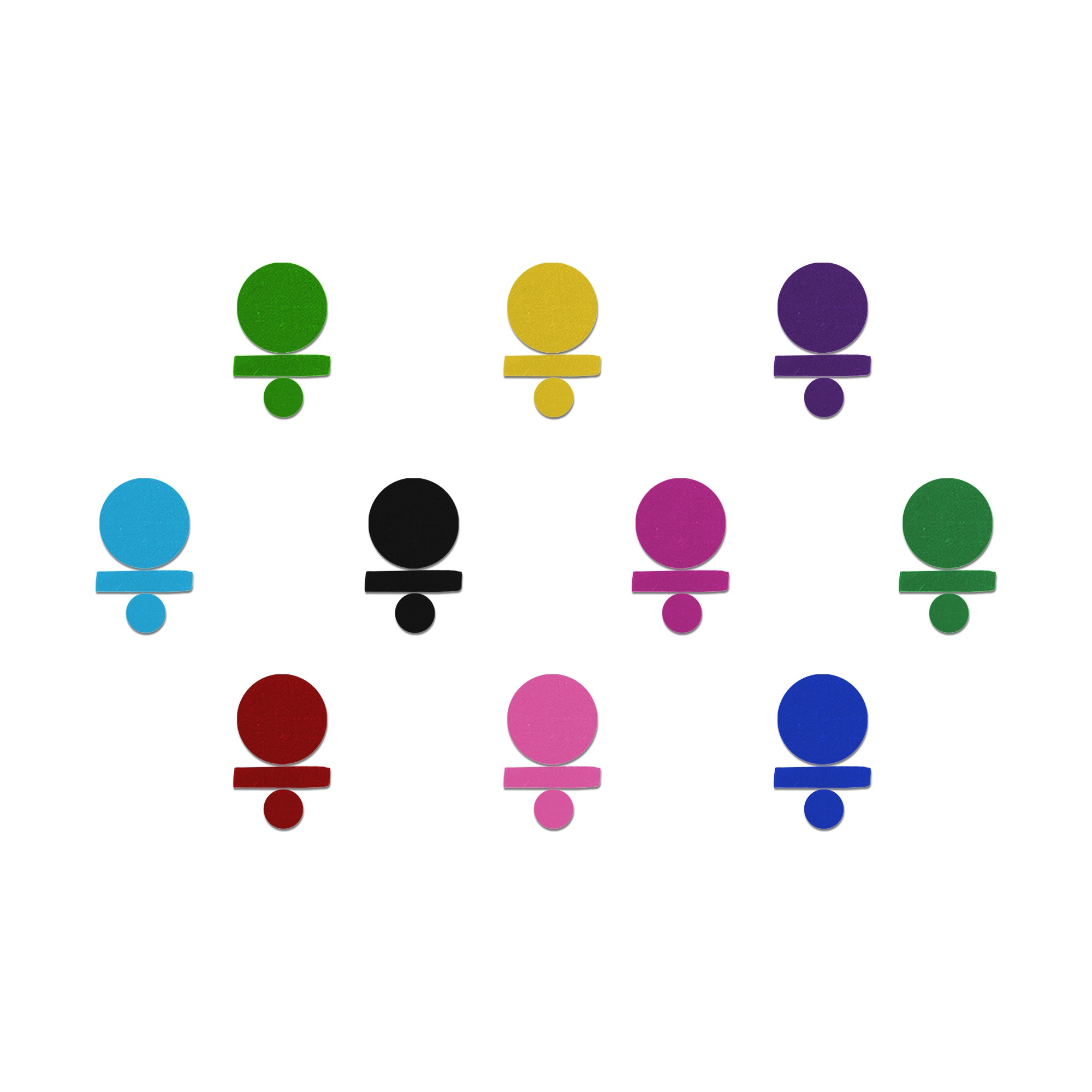 Comet Busters Classic Dot Bar Velvet Bindi featuring multicolor self-adhesive velvet bindis with a round top, horizontal bar, and lower accent dot in sky blue, green, mustard yellow, purple, black, magenta, dark green, red, baby pink, and royal blue. Premium minimalist forehead bindis for women and girls, ideal for daily wear, festivals, weddings, office wear, parties, cultural events, and traditional or contemporary ethnic fashion.