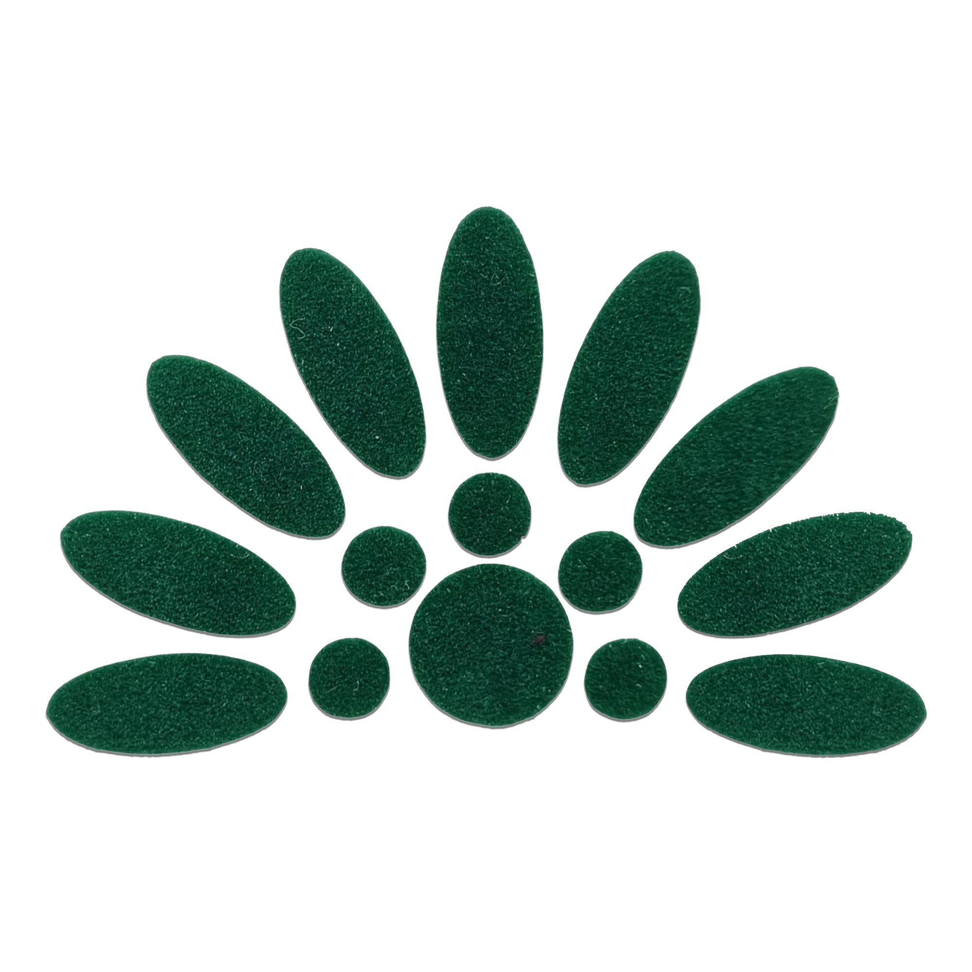Comet Busters green oval floral bindi set with center round bindi, traditional designer forehead stickers for women, ideal for Bharatanatyam, Kuchipudi, weddings, festivals, temple visits, cultural programs, and traditional Indian attire.