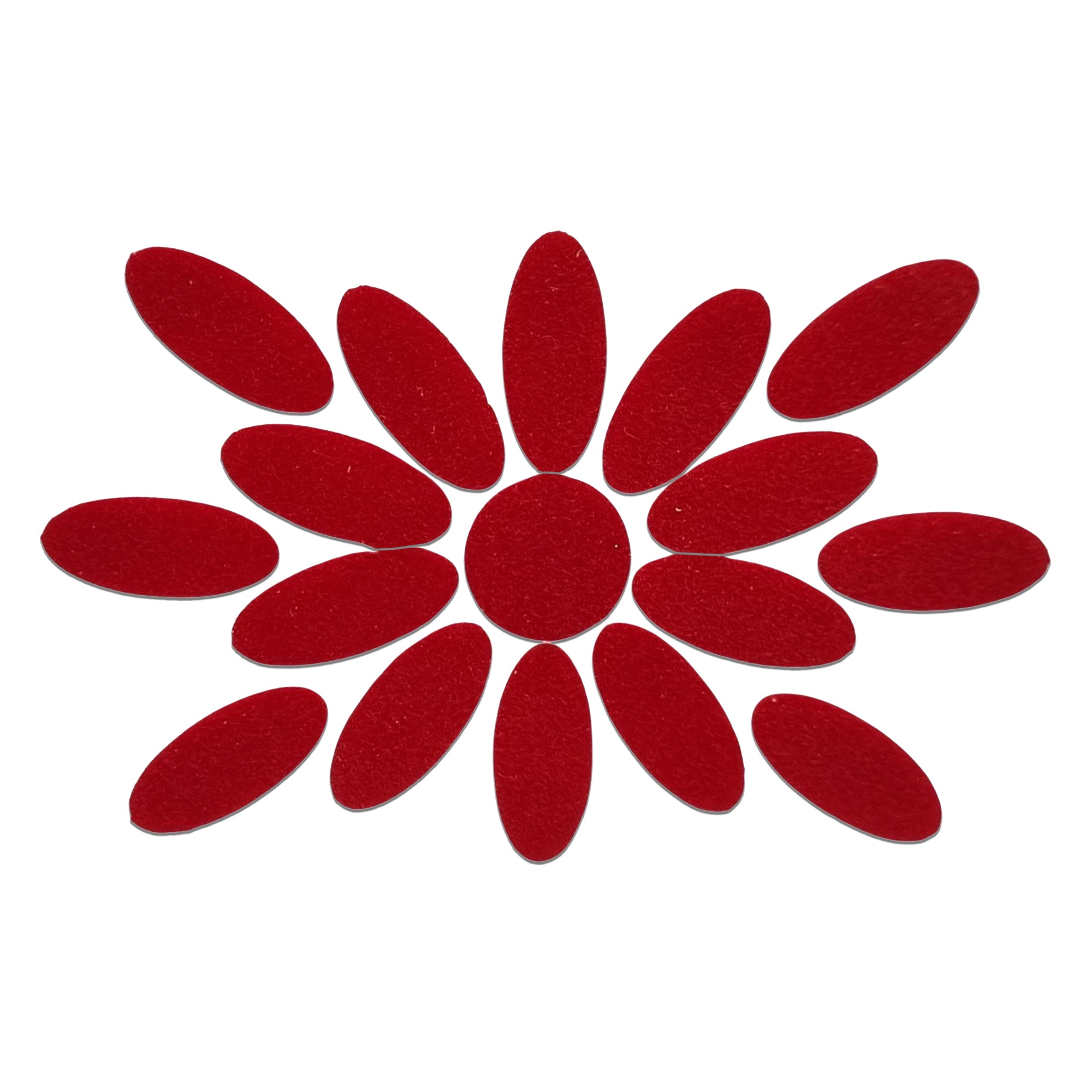 Comet Busters red oval floral bindi set with center round bindi, traditional designer forehead stickers for women, ideal for Kuchipudi, weddings, festivals, temple visits, cultural programs, and traditional Indian attire.