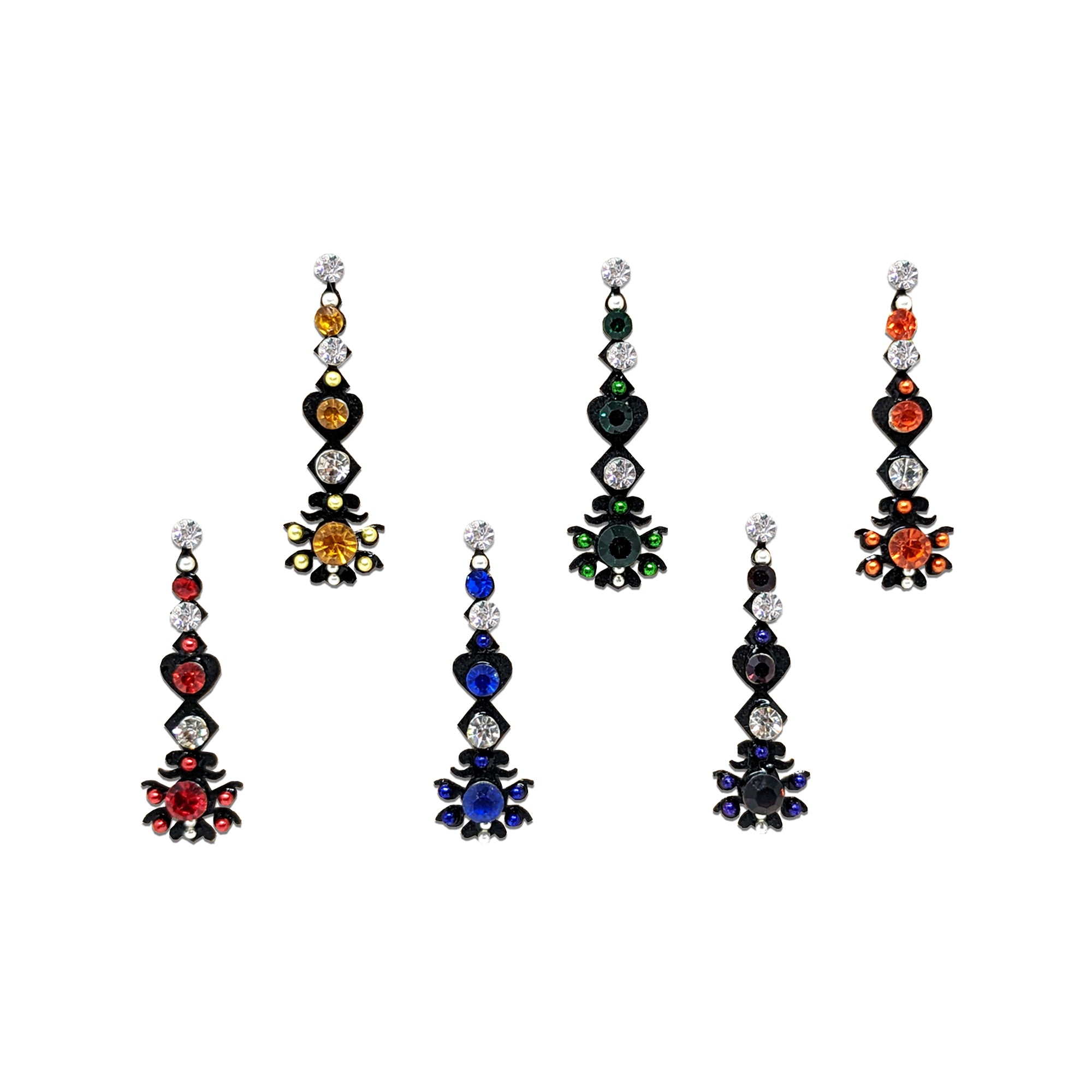 Comet Busters multicolor floral stone bindis with crystal accents and decorative designer patterns