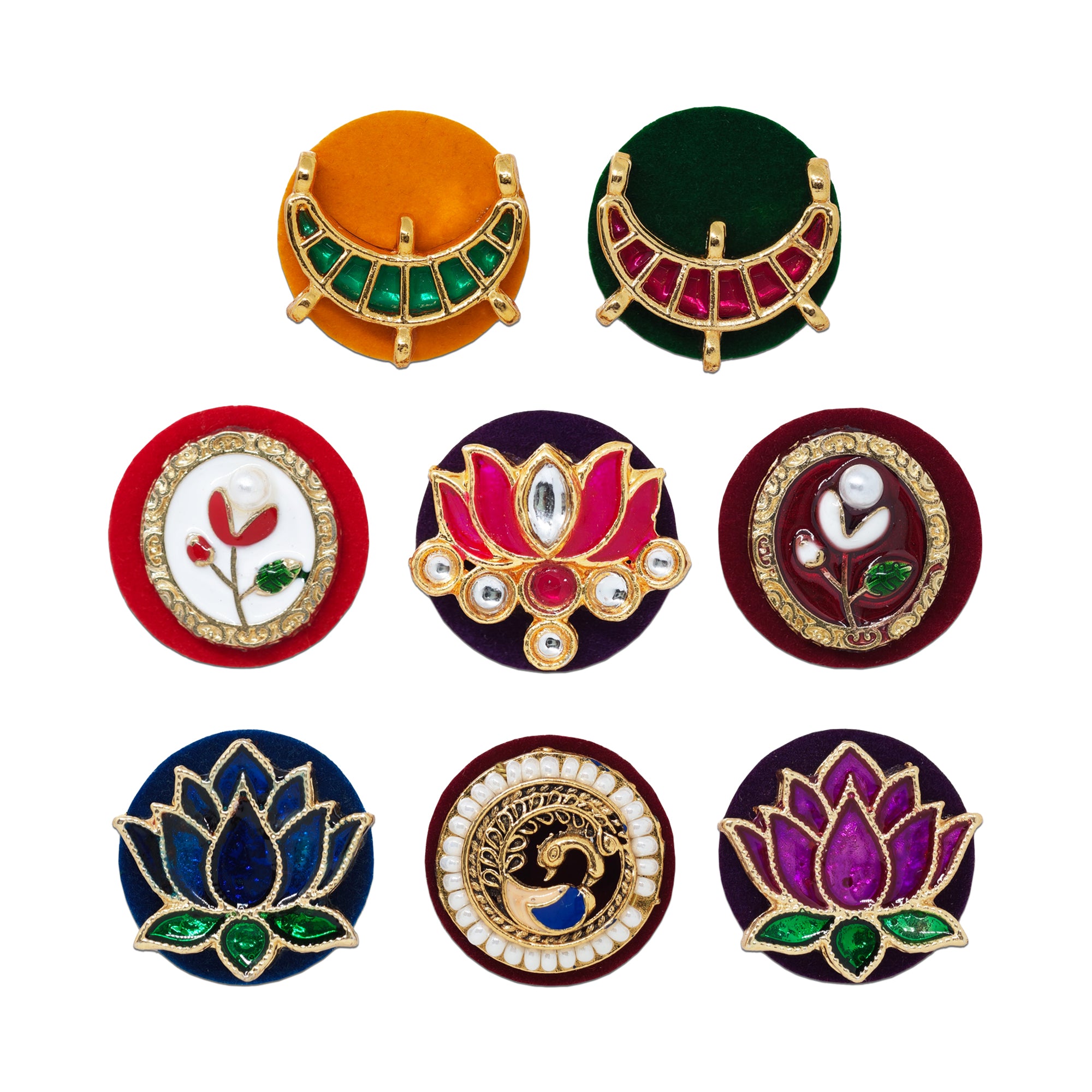 Indira by Comet Busters® Premium Crescent Designer Velvet Stone Bindi | Traditional Self-Adhesive Bindis for Women & Girls