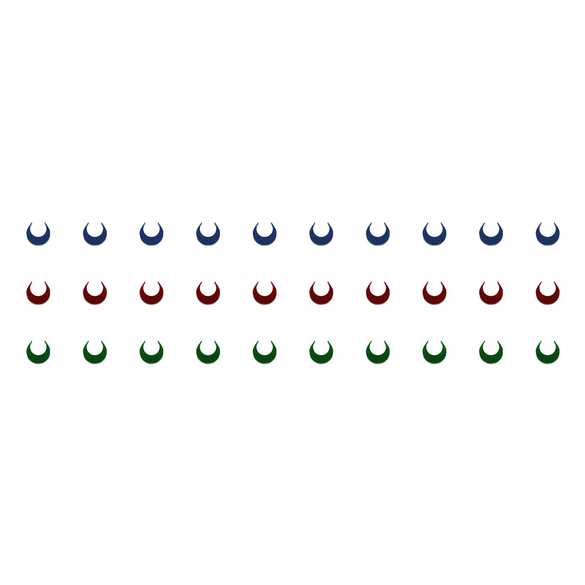 Comet Busters crescent moon shaped bindi in blue, red and green for women and girls