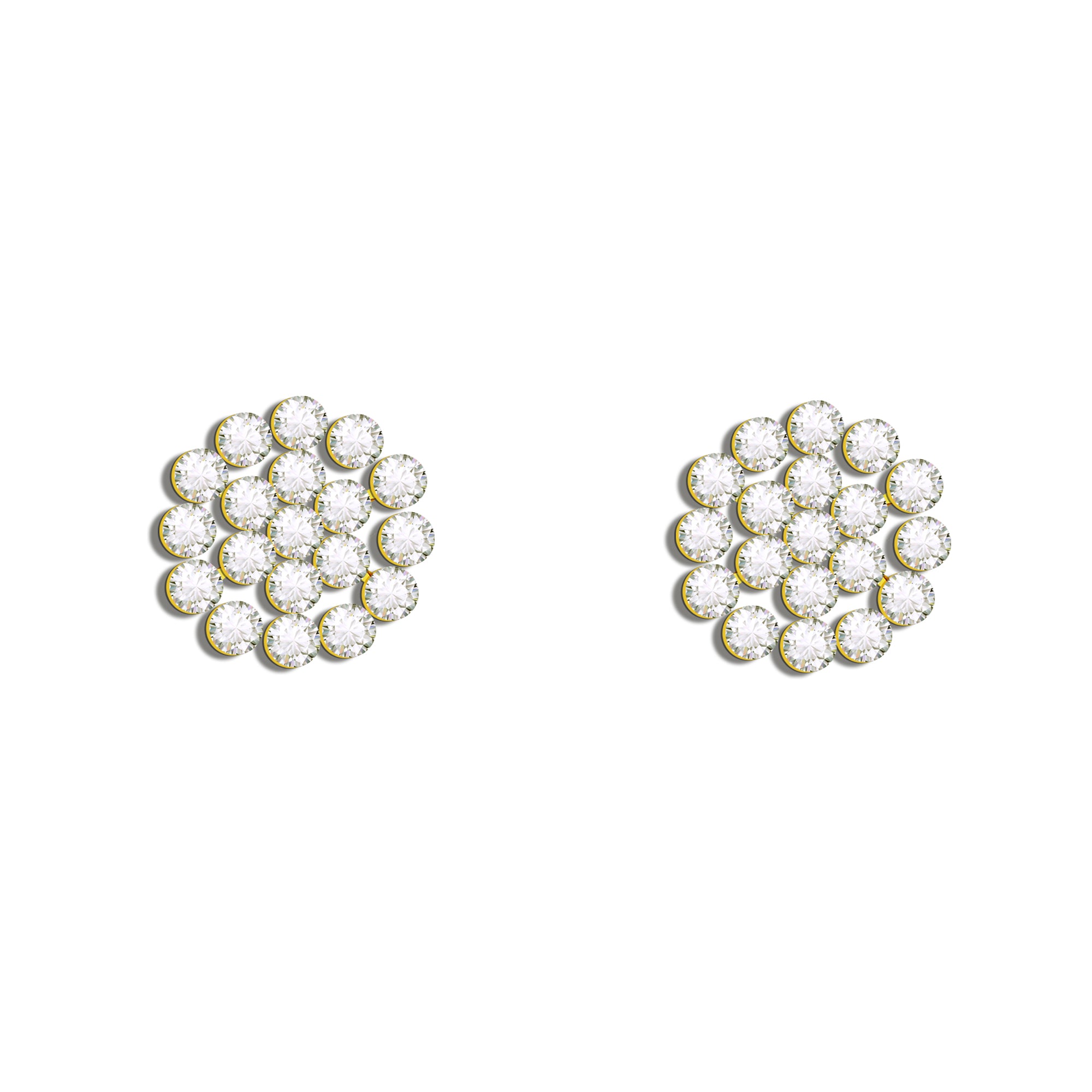Comet Busters crystal cluster ear stud featuring multiple clear round rhinestones arranged in a compact floral pattern for women and girls