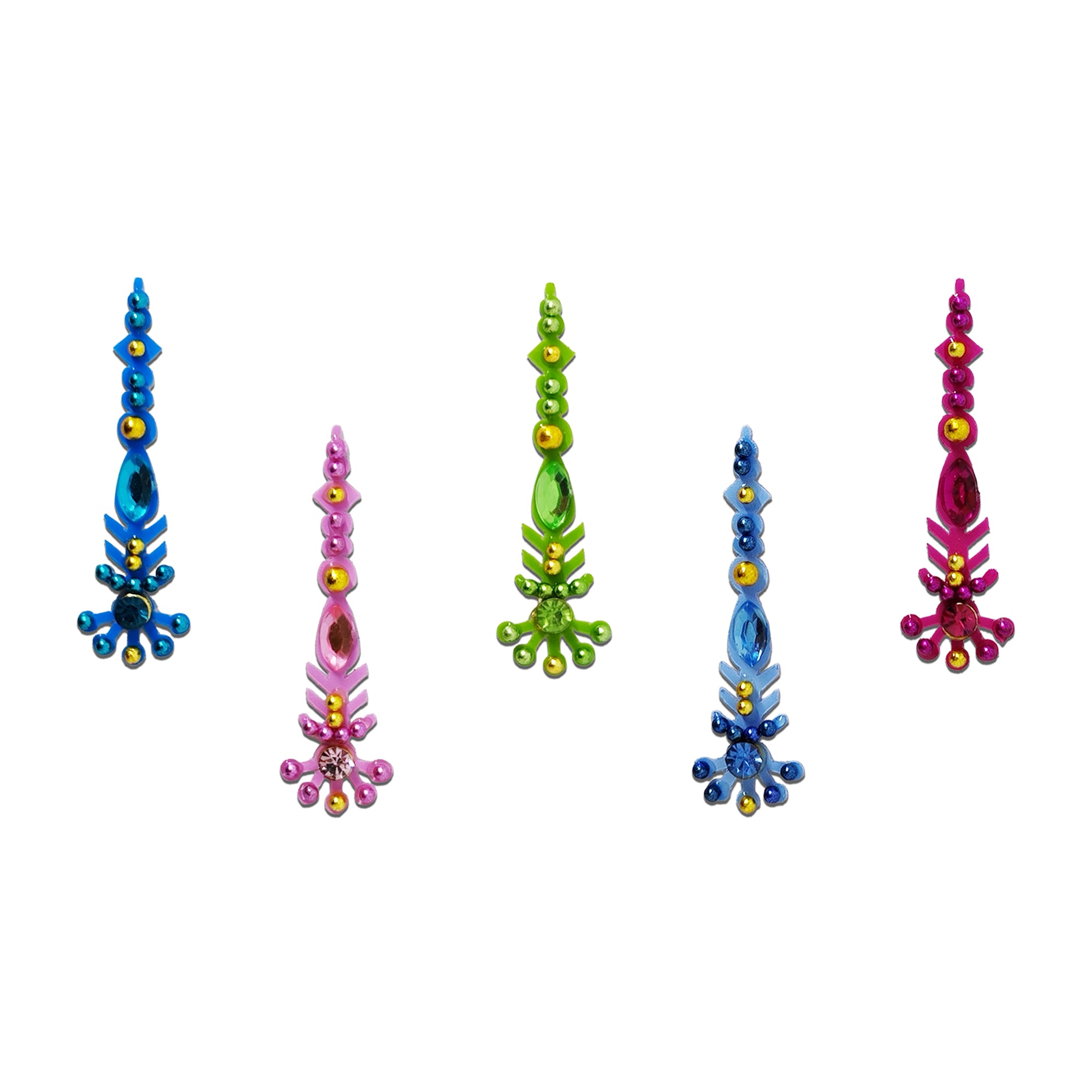Comet Busters Multicolor Jewel Drop Designer Bindis for Women and Girls Featuring Crystal Studded Traditional Stone Bindi Design