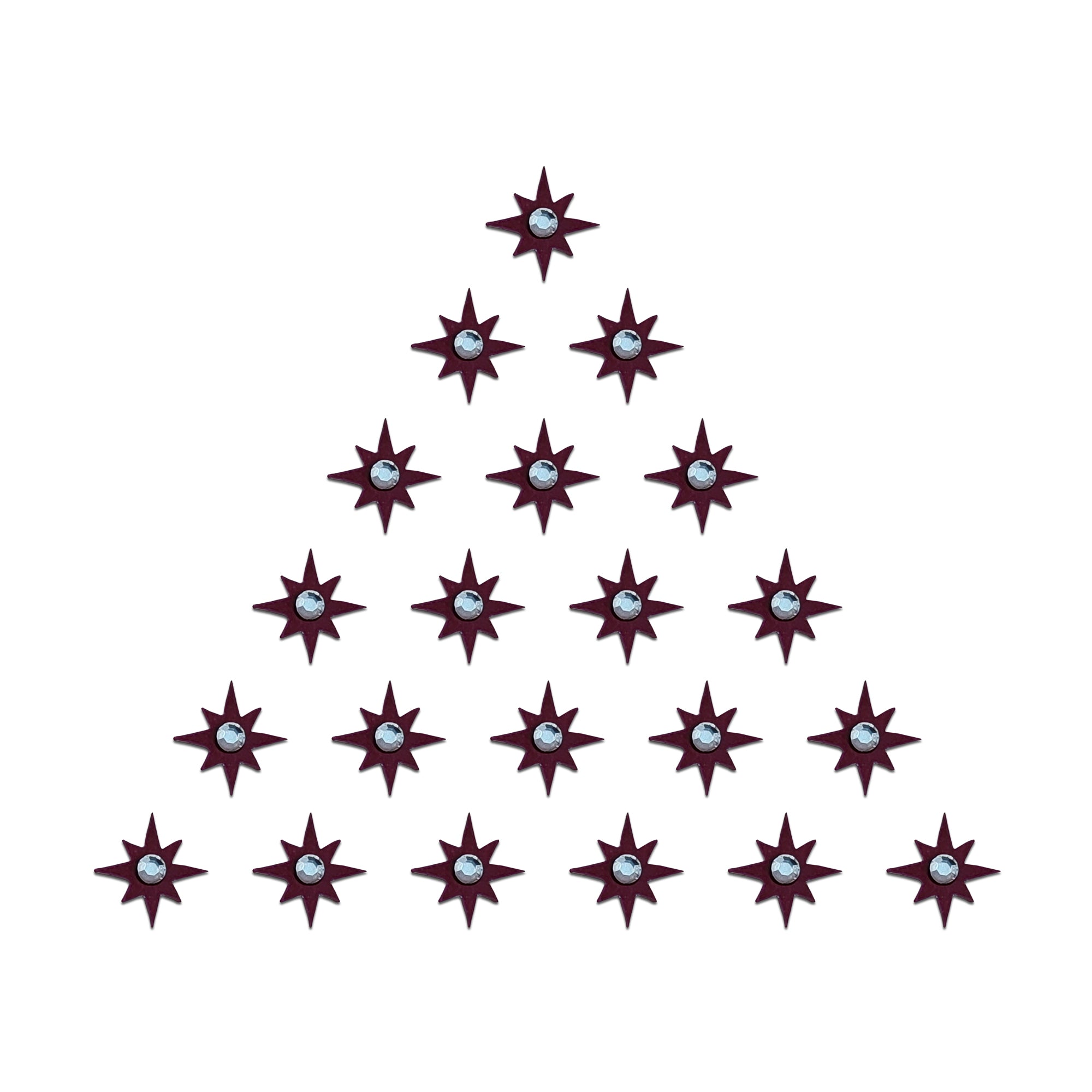 Black eight-point star designer bindi with sparkling crystal stone center, elegant stick-on forehead accessory for festive, party, and ethnic wear.