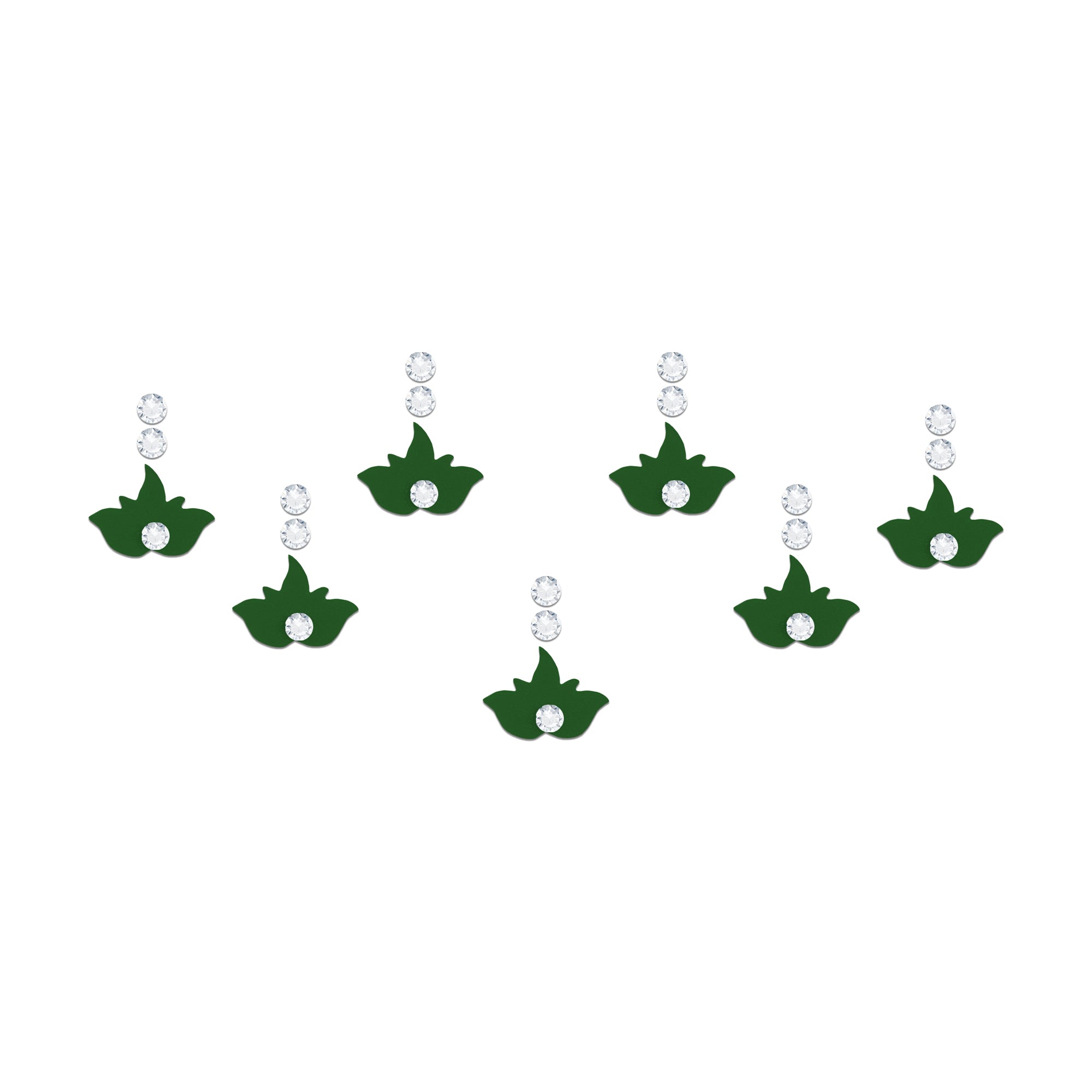 Comet Busters black lotus designer bindis with sparkling white stone accents and elegant dual-stone detailing for ethnic wear, festive styling, traditional occasions, and fusion fashion looks. Premium peel-and-stick floral bindis with a classy minimalist design.