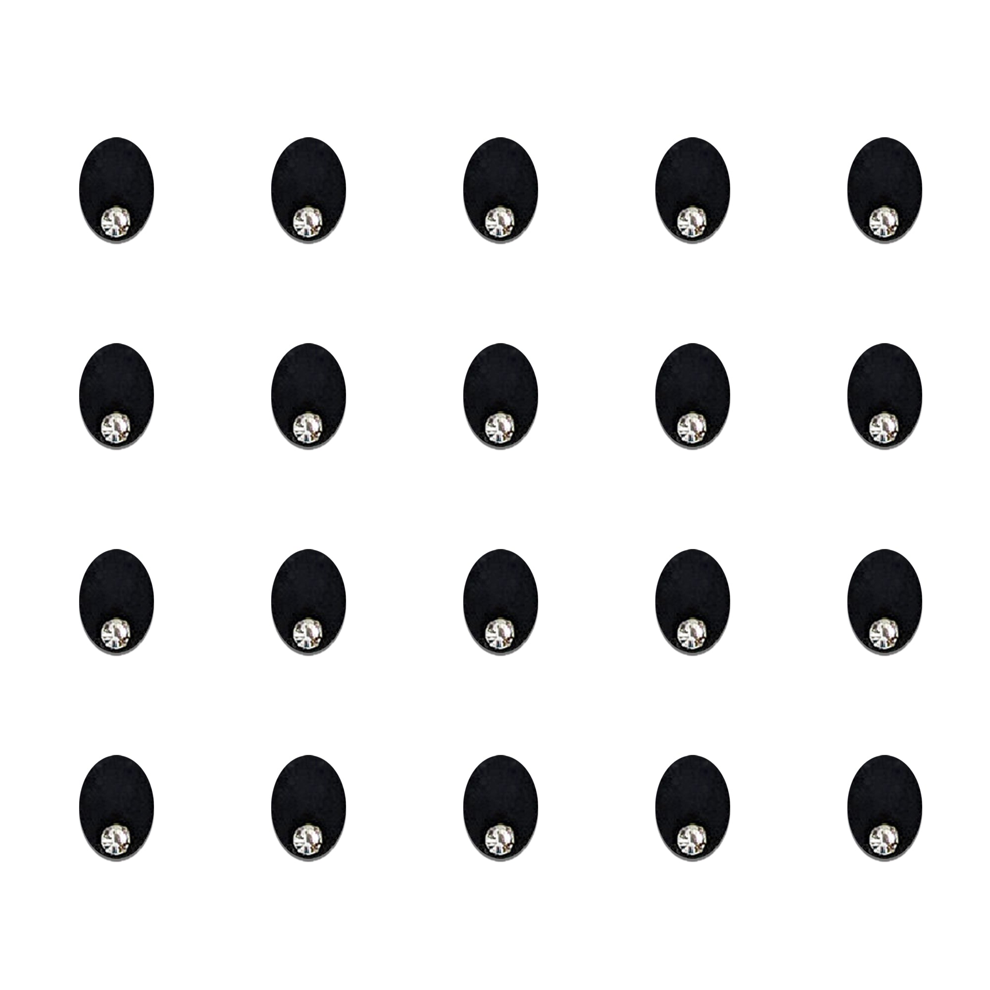 Comet Busters black oval velvet bindis with crystal stone