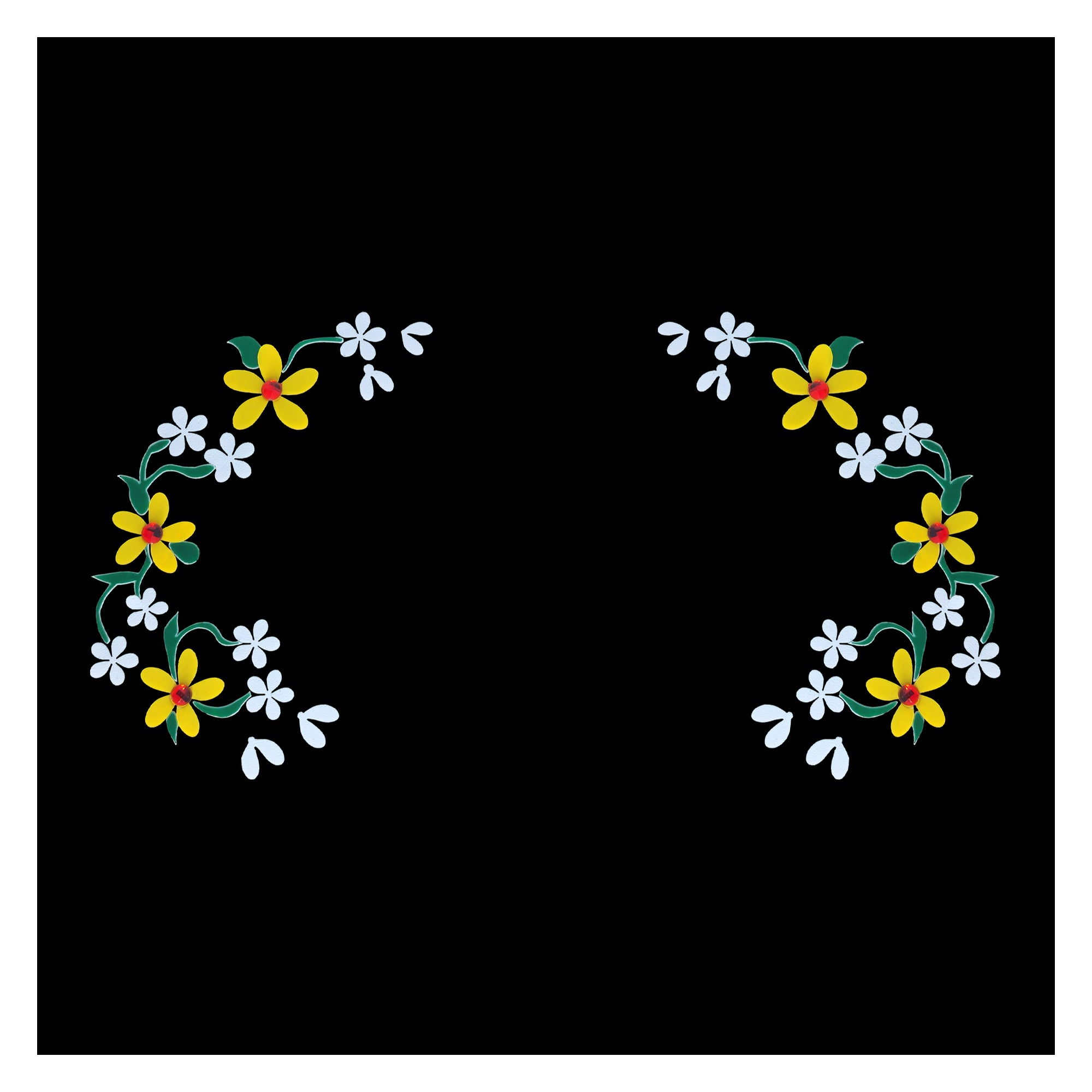Colorful floral forehead bindis in traditional style