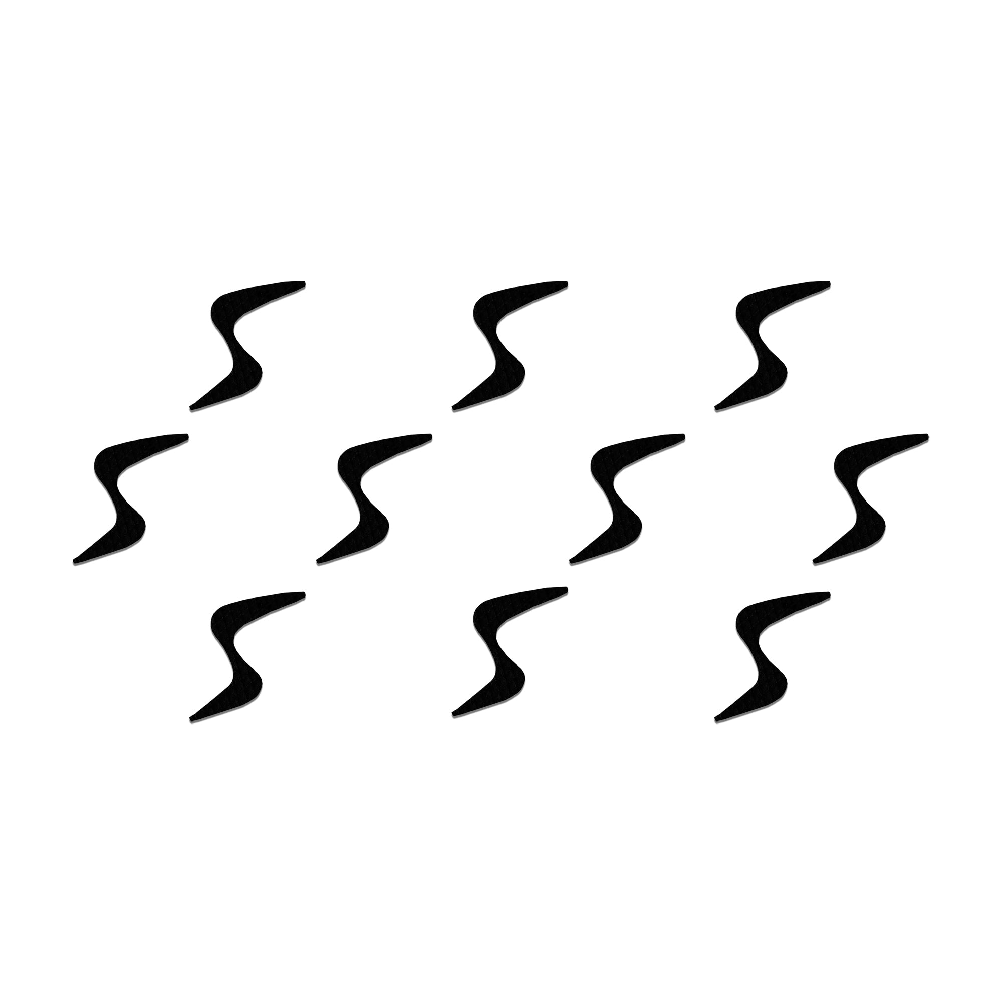 Comet Busters Trishakti Curve Designer Velvet Bindi featuring elegant black S-shaped self-adhesive velvet bindis with a sleek flowing curve design. Premium minimalist forehead bindis for women and girls, ideal for Mahakal devotees, Shivratri, temple visits, festivals, cultural events, classical dance, and traditional or contemporary ethnic fashion.