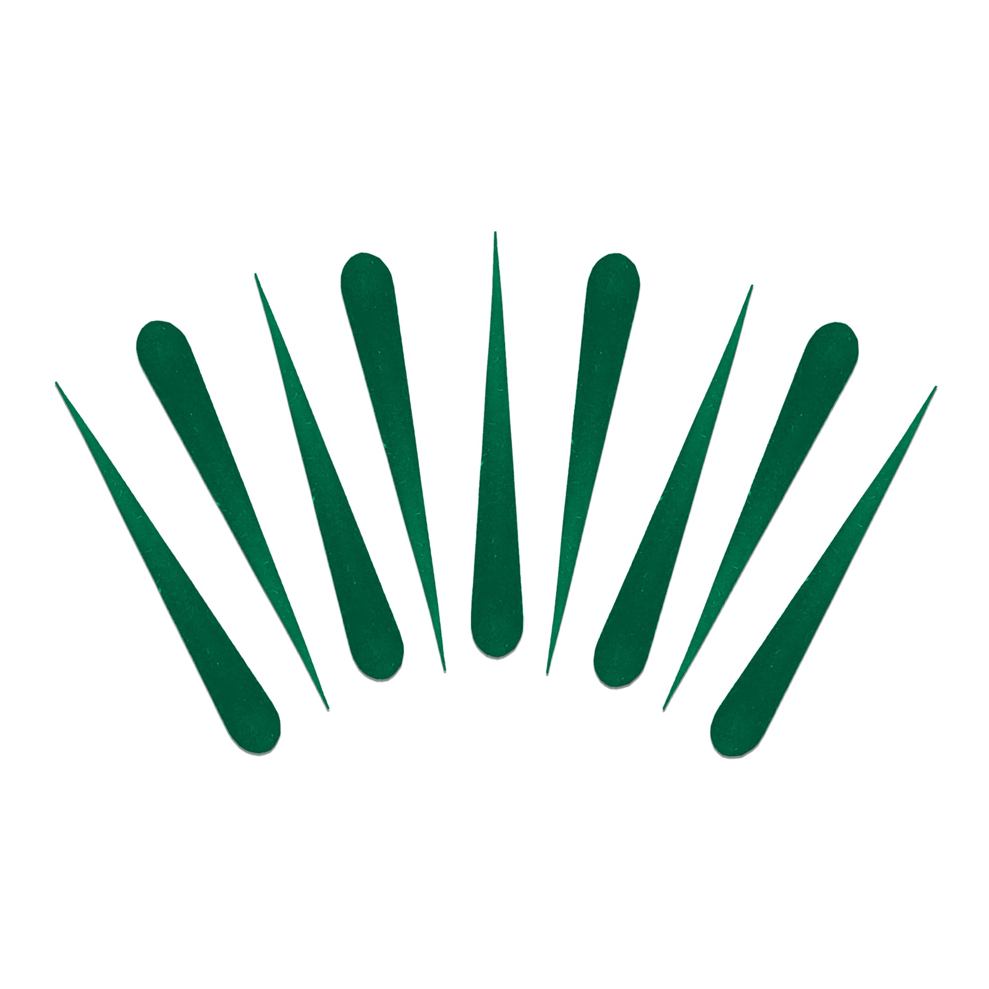 Comet Busters emerald green long drop tilak bindis featuring sleek elongated shapes in assorted sizes for traditional, festive, devotional, and ethnic forehead styling.