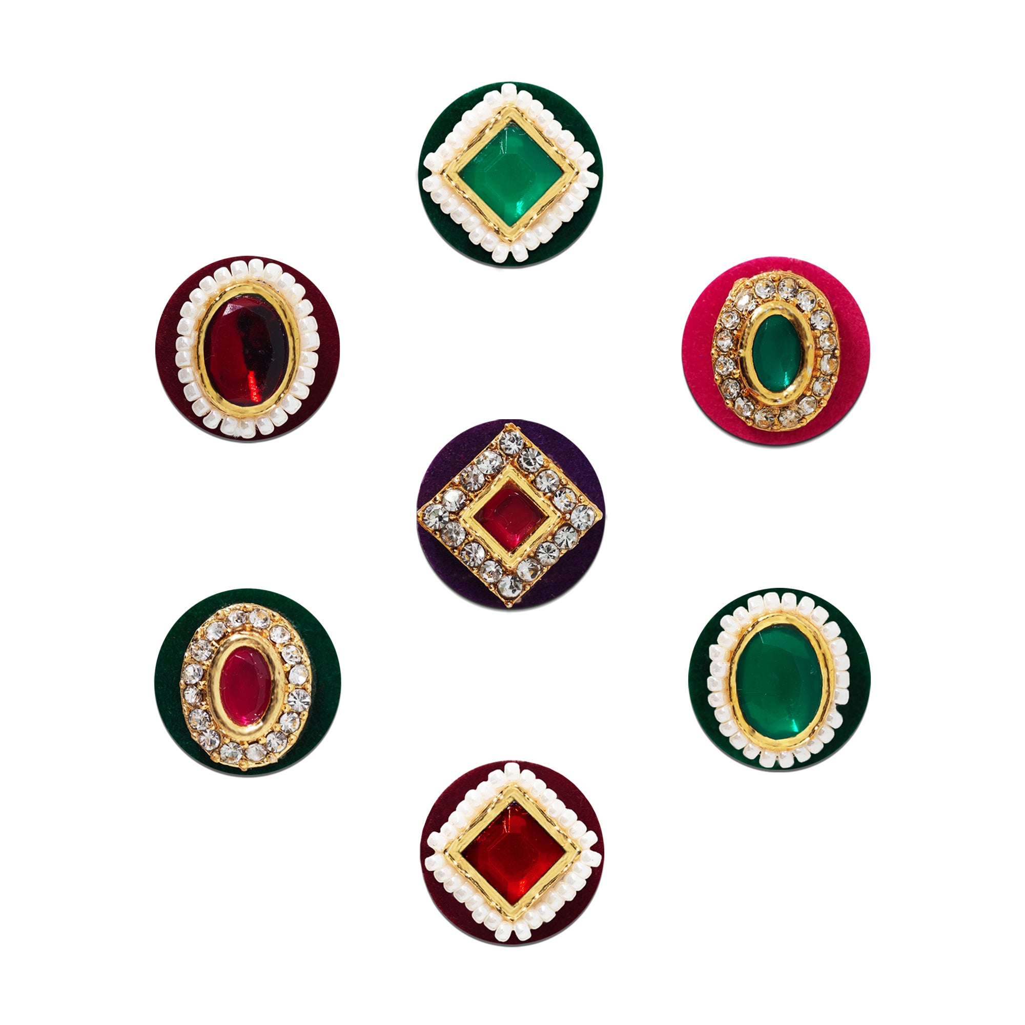 Indira by Comet Busters® Premium Royal Kundan Stone Velvet Bindi | Designer Self-Adhesive Festive Bindis for Women & Girls