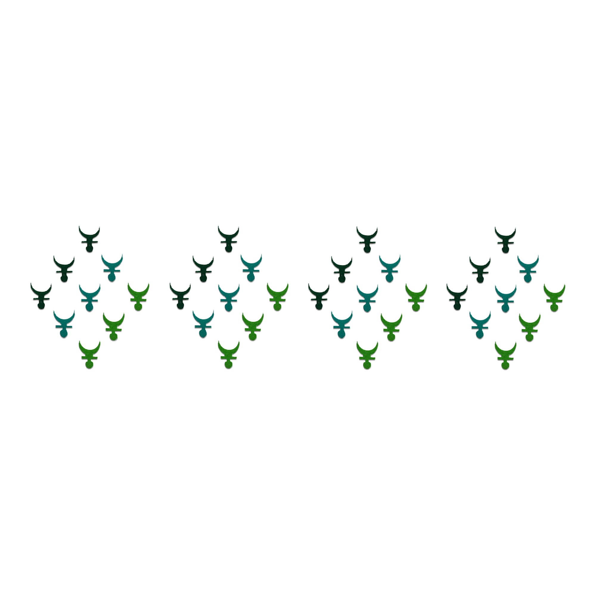 Comet Busters premium tribal crescent designer bindi set in green and teal shades with minimal ethnic forehead art styling.