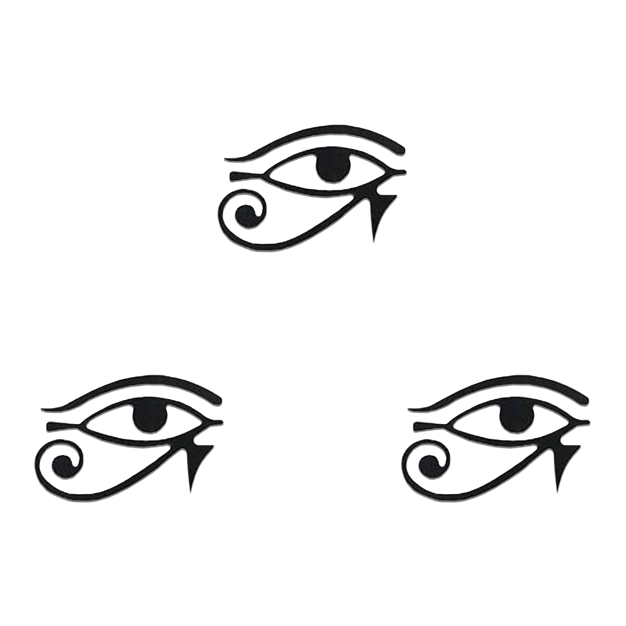 Comet Busters black Eye of Horus designer bindi set featuring the ancient Egyptian Eye of Horus symbol with elegant curved detailing, reusable skin-friendly forehead stickers for women and girls.