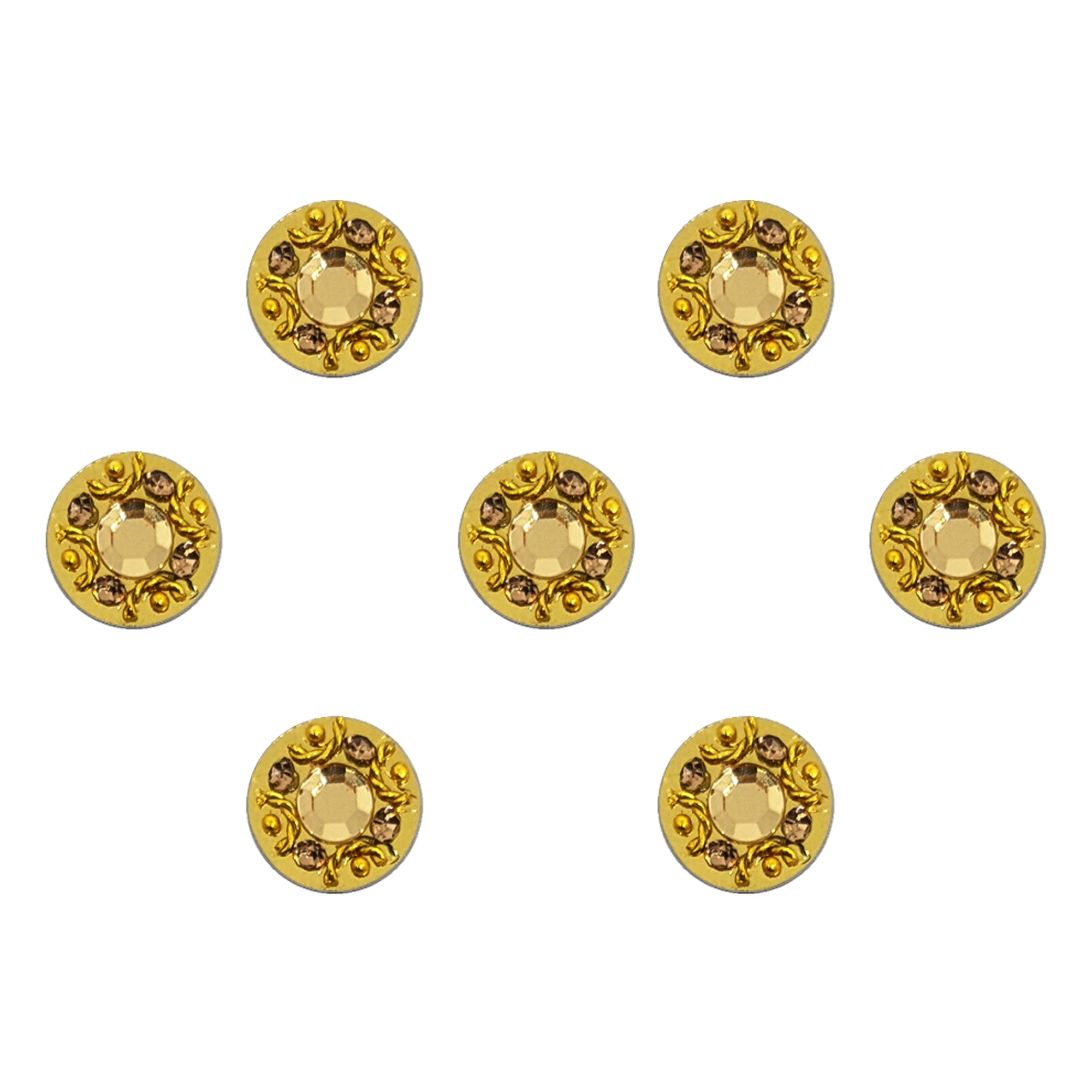 Comet Busters® Gold Crystal Bindis – Fancy Round Designer Bindi for Women & Girls