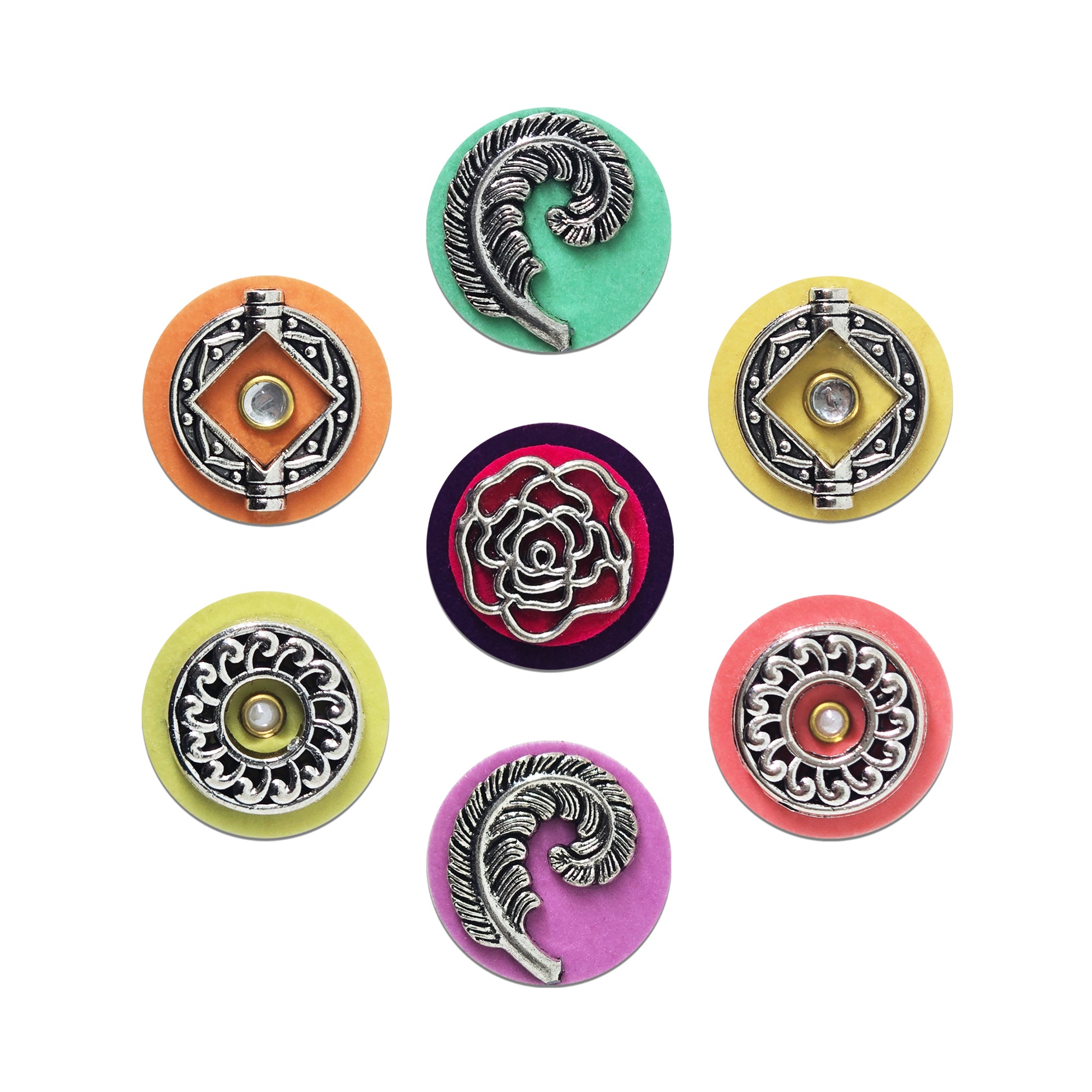 Indira by Comet Busters® Heritage Artisan Designer Bindi Collection | Premium Vintage Metal Motif Velvet Bindis