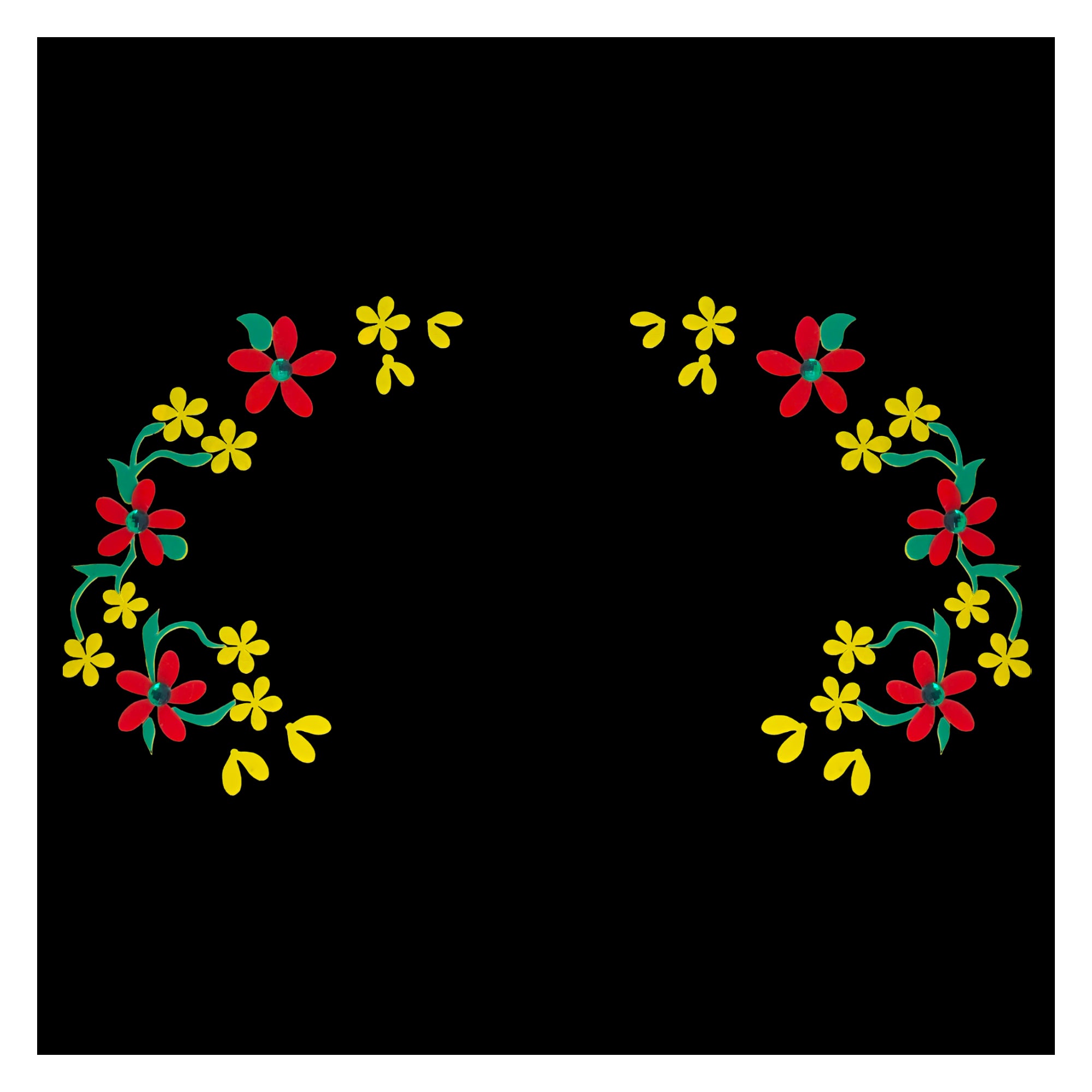 Multicolor floral gopi dot bindis with decorative Design