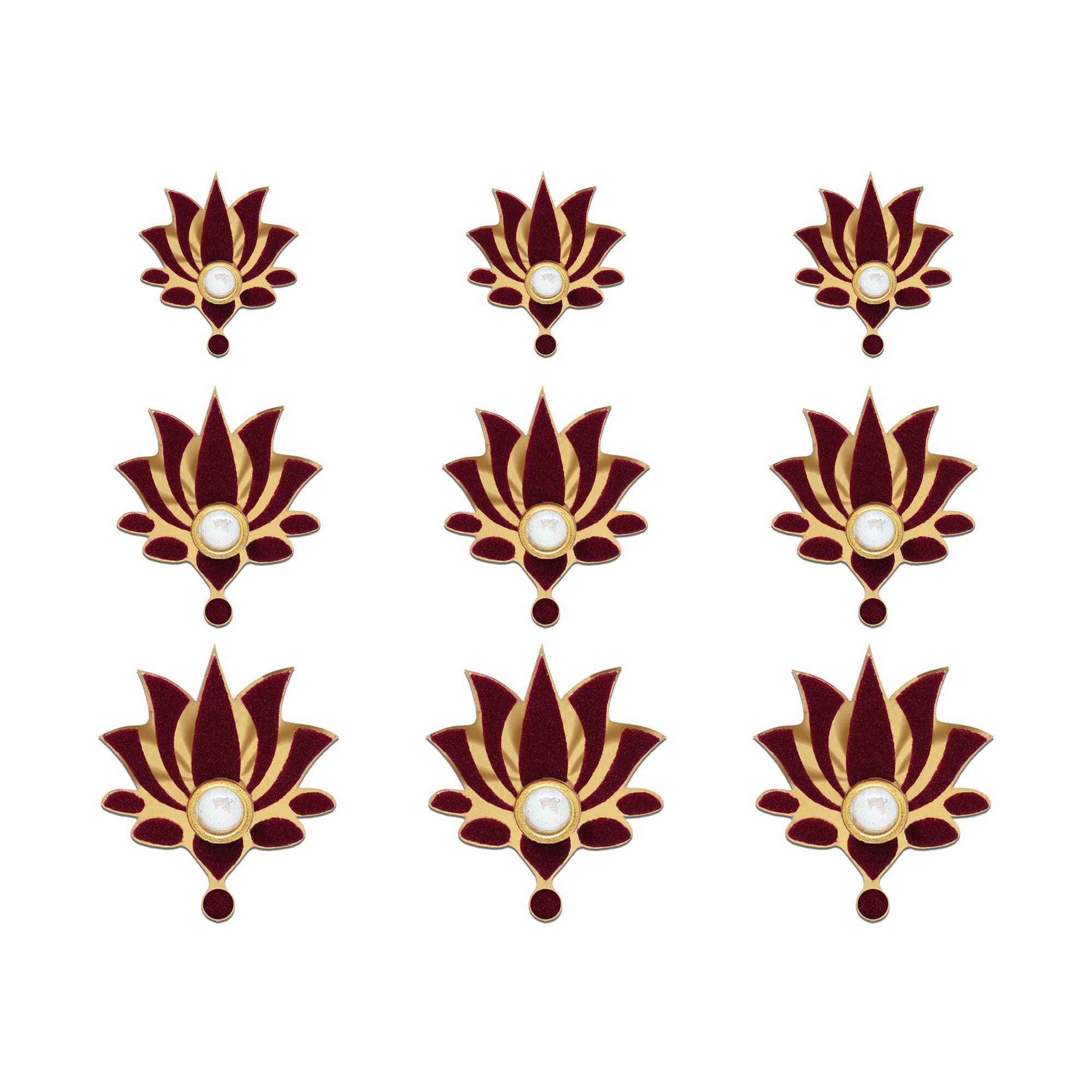 Indira by Comet Busters® Premium Lotus Pearl Designer Bindi | Velvet Floral Lotus Tilak Bindis for Women & Girls