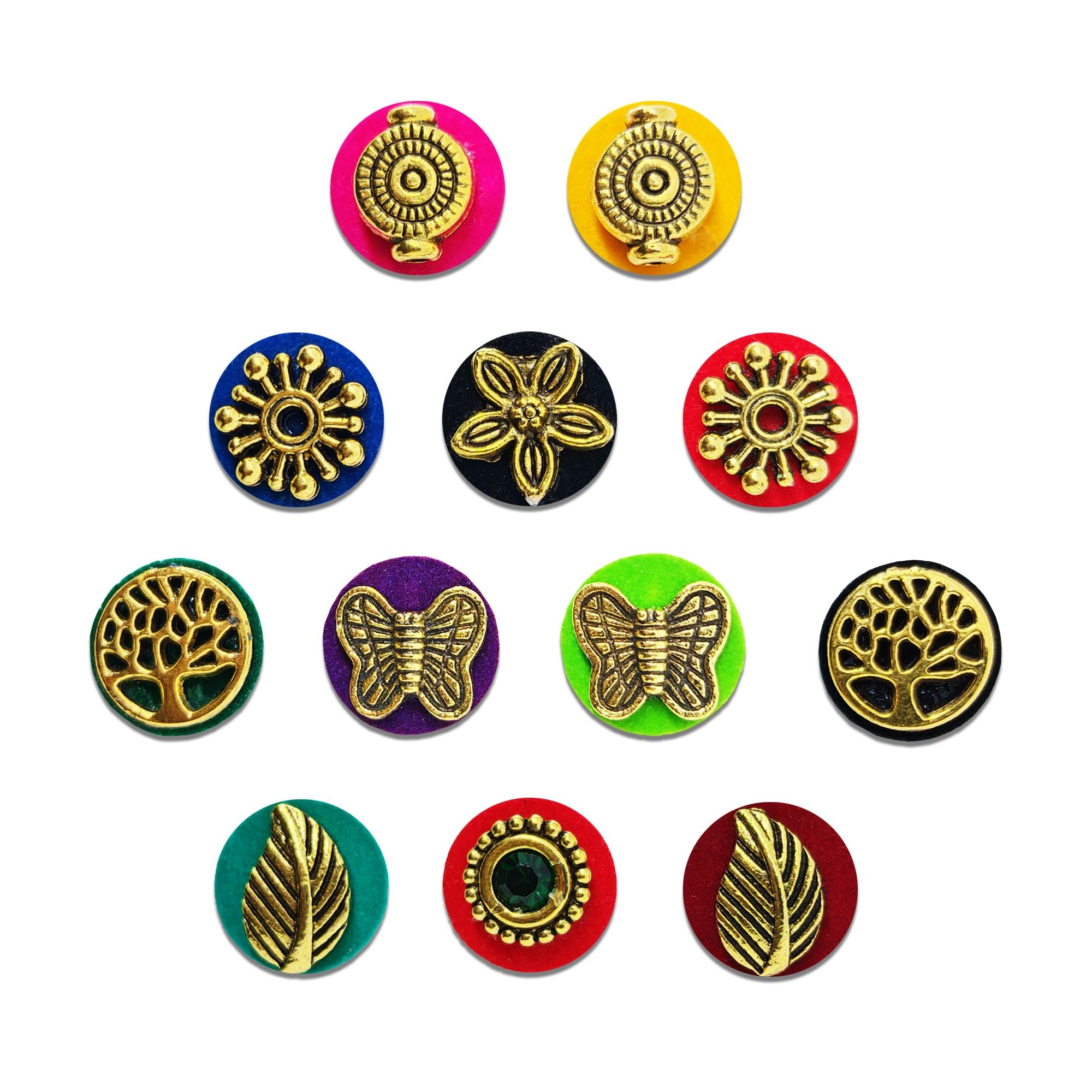Indira by Comet Busters® Nature & Heritage Designer Bindi Collection | Premium Antique Gold Velvet Bindis for Women & Girls