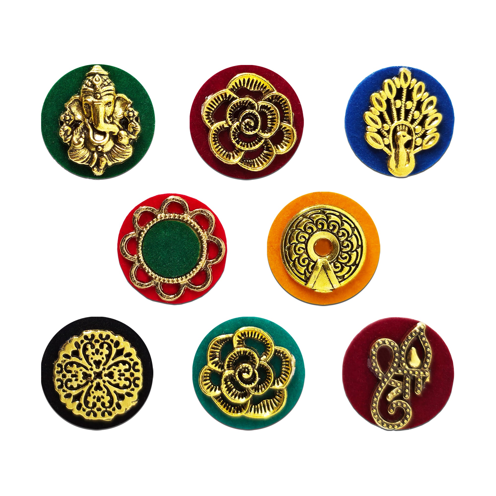 Indira by Comet Busters® Premium Divine Motif Designer Bindi Collection | Ganesha, Peacock, Floral & Temple Art Velvet Bindis for Women & Girls