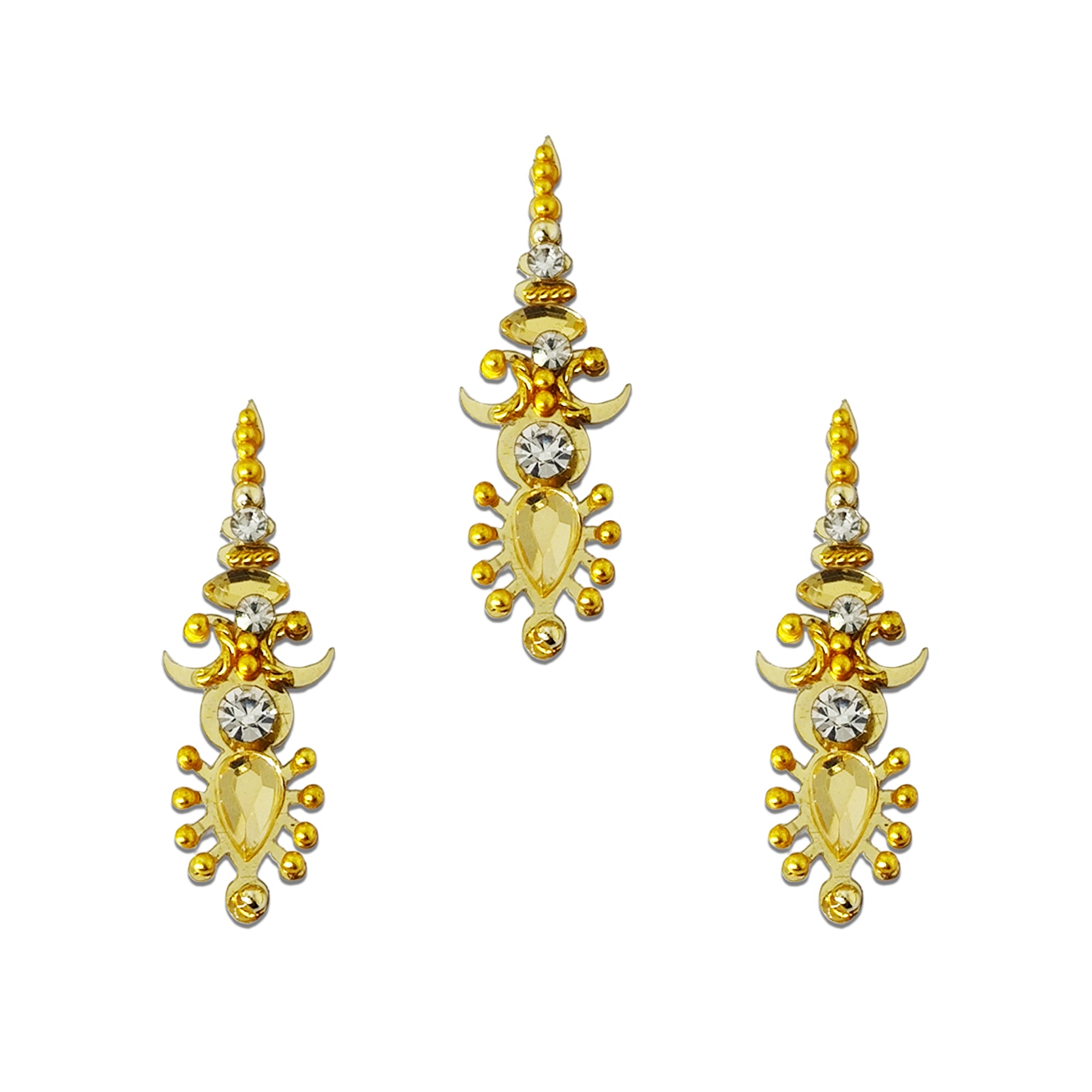 Comet Busters® Gold Designer Bridal Bindis – Handcrafted, Reusable, Skin-Safe Indian Forehead Stickers for Women