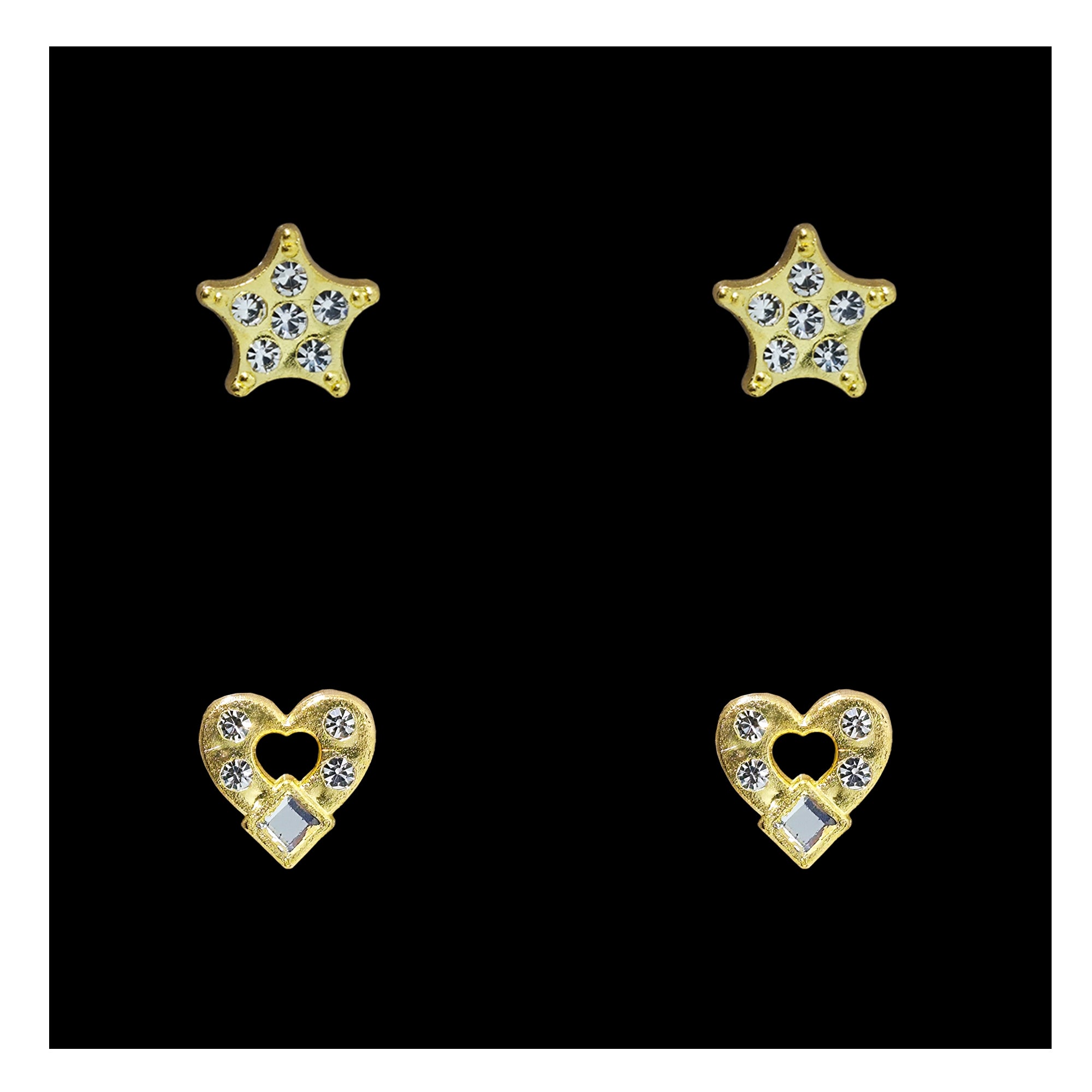 Comet Busters golden butterfly-shaped crystal stick-on ear stud with sparkling rhinestones for women and girls