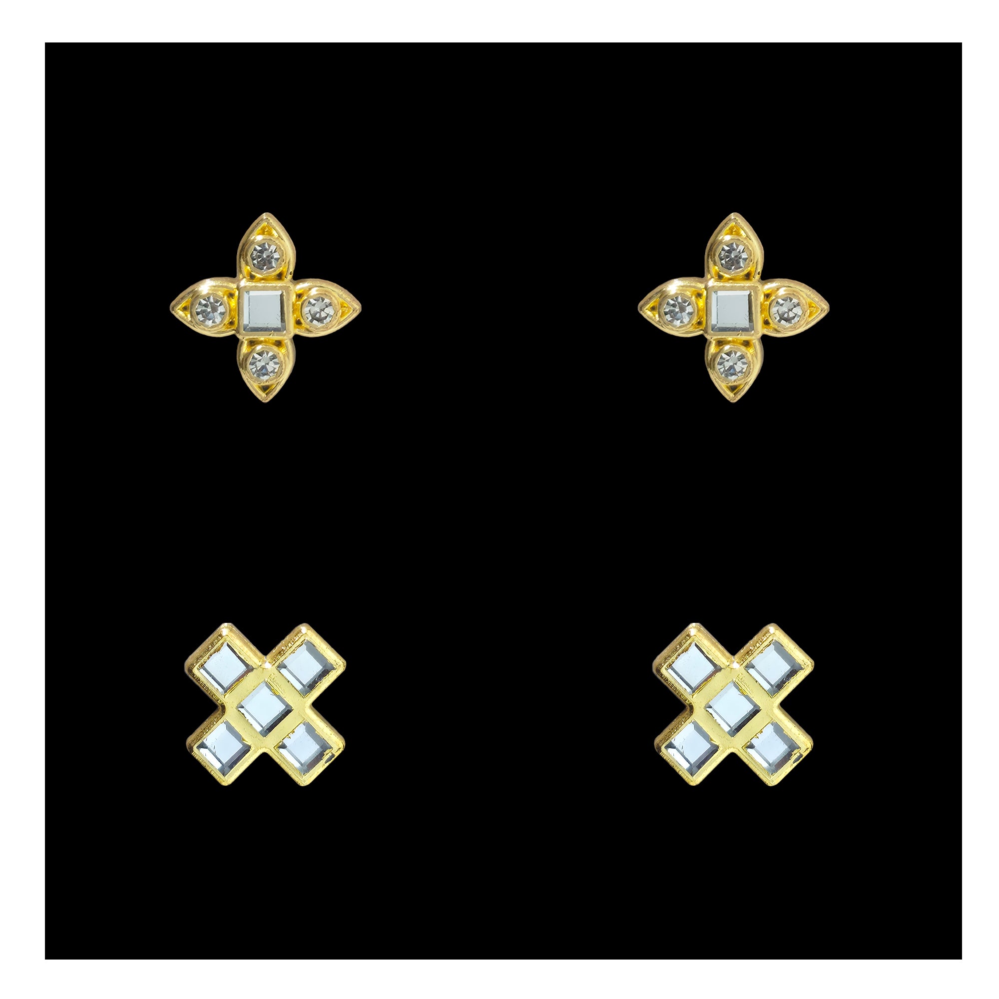 Comet Busters golden butterfly-shaped stick-on ear stud with sparkling crystal stones for women and girls