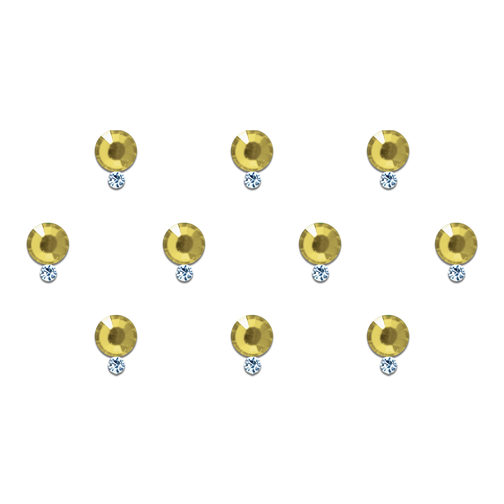 Comet Busters golden round stone bindi with sparkling crystal drop, self-adhesive designer forehead bindi for women and girls, elegant gold fashion bindi ideal for weddings, festivals, traditional wear, ethnic outfits, parties, cultural events, and special occasions.