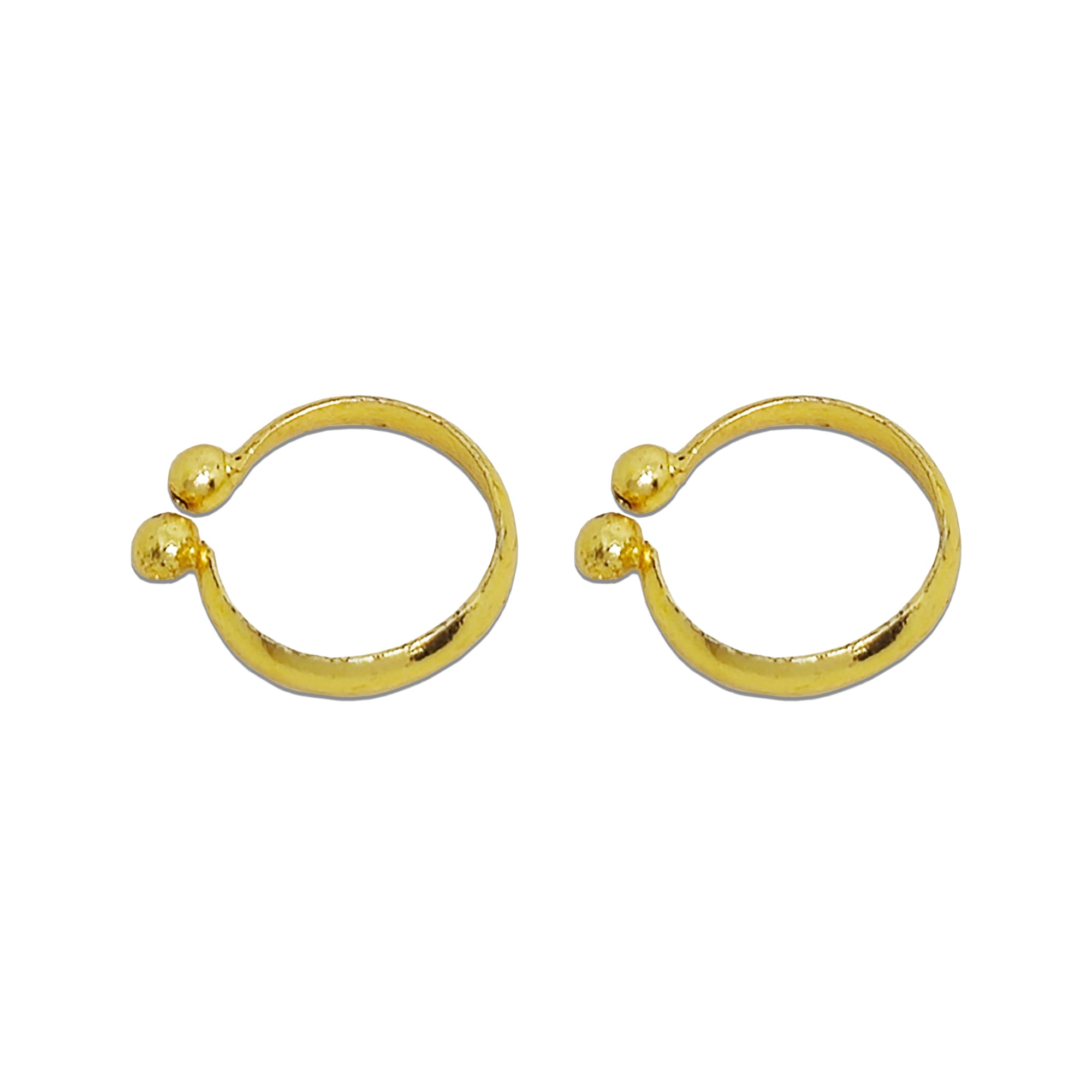 Comet Busters golden crystal half-hoop stick-on nose studs featuring multiple clear faceted stones set along the upper curve for an elegant traditional look.