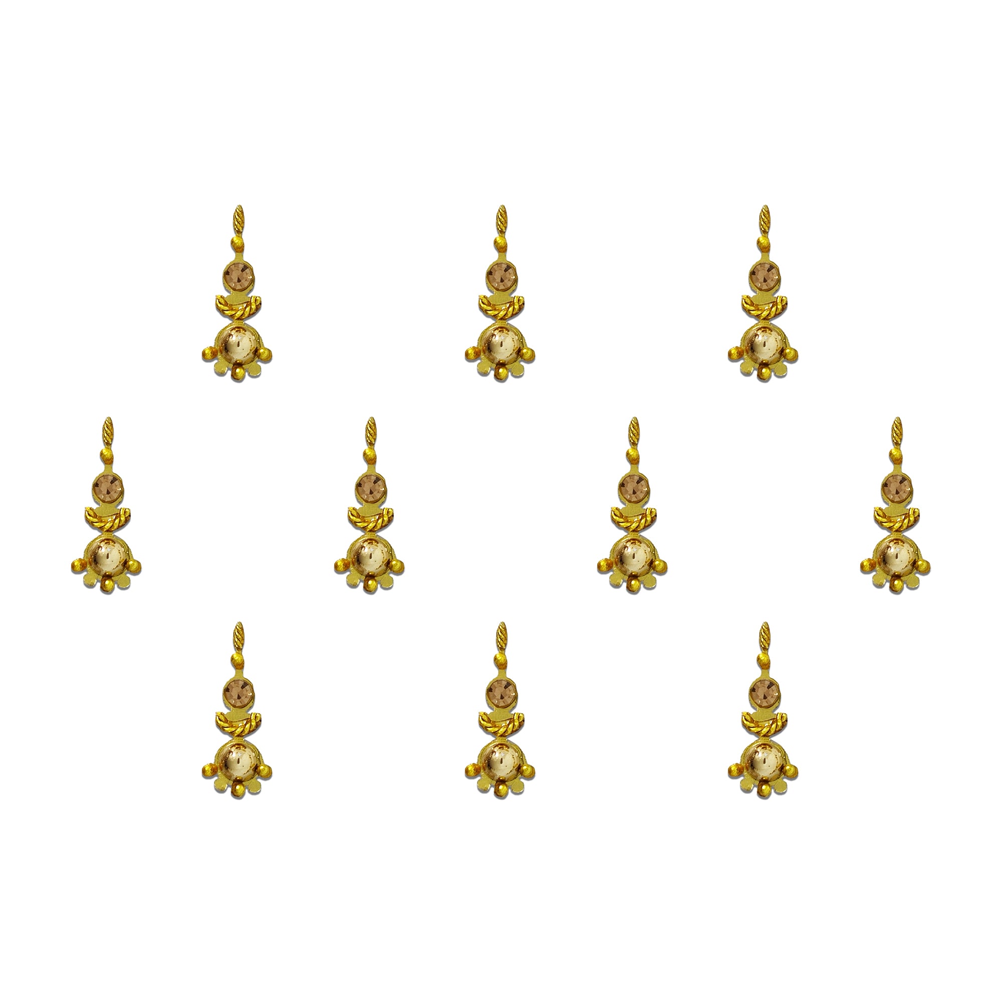 Comet Busters golden kundan drop designer bindis with stone embellishments and traditional ethnic styling