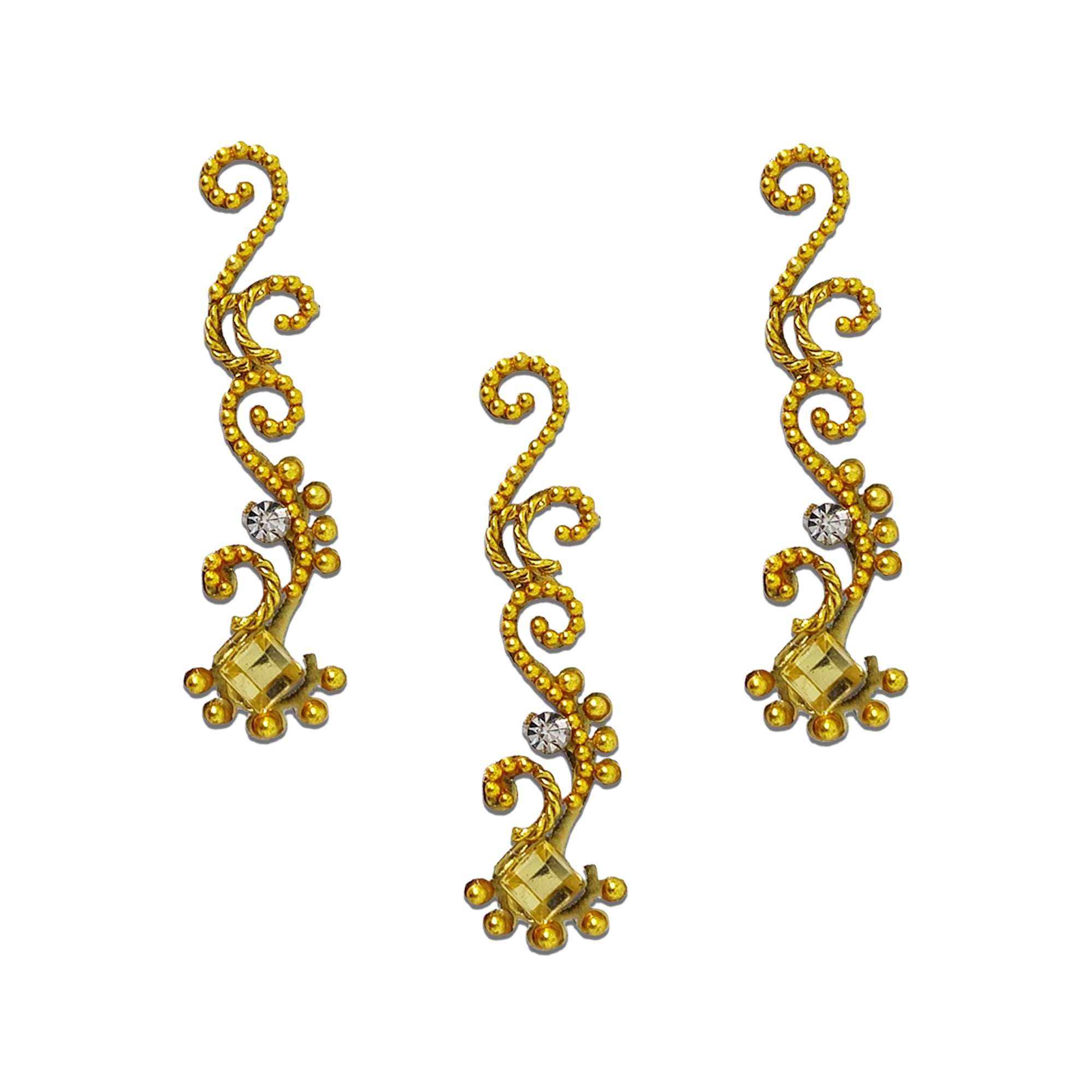 Comet Busters® Gold Designer Bridal Bindis – Handcrafted, Reusable, Skin-Safe Indian Forehead Stickers for Women