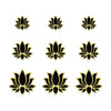 Indira Premium Designer Bindi – Black & Gold Lotus Bindis (12mm • 15mm • 18mm) - 9 Bindis (INDI044)