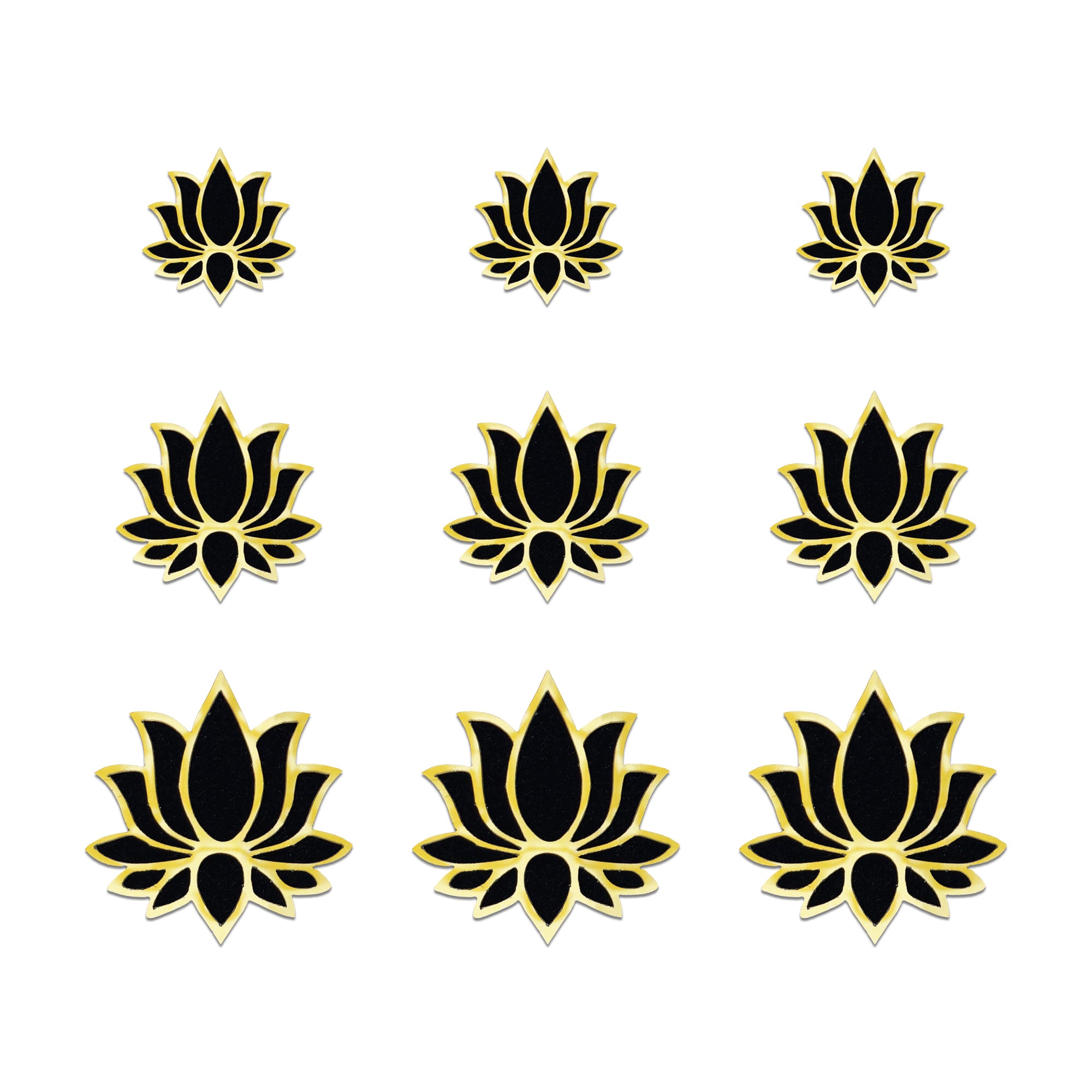 Indira by Comet Busters® Lotus Designer Bindi Collection | Premium Black & Gold Lotus Velvet Bindis