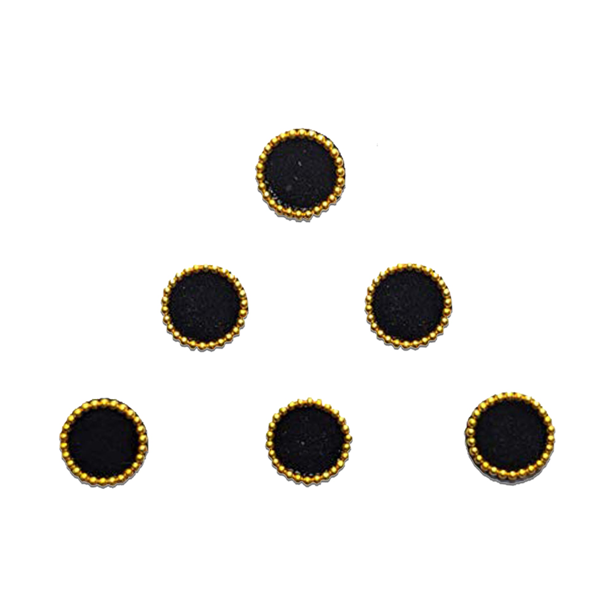 Comet Busters Classic Black Round Velvet Bindi with Golden Beaded Border