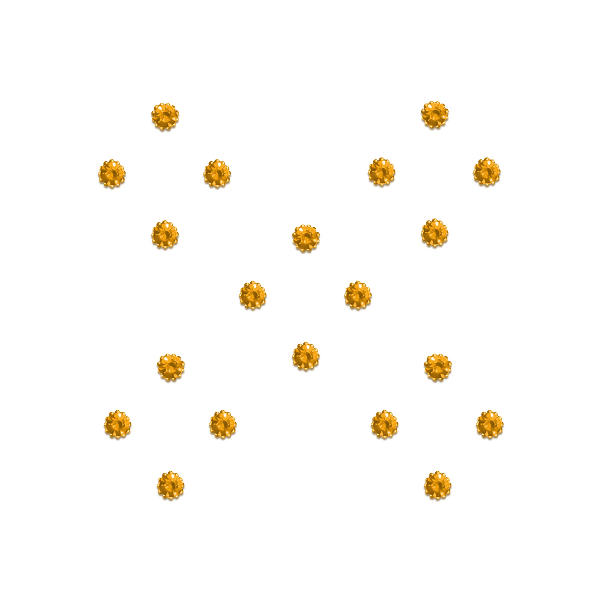 Comet Busters golden stone bindis featuring round sparkling
