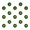 Indira Spiritual Bindis – Premium Designer Green Velvet Om Shree Swastik Bindis (10mm)-15 Round Bindis Forehead Stickers for Women & Girls (INDI027)