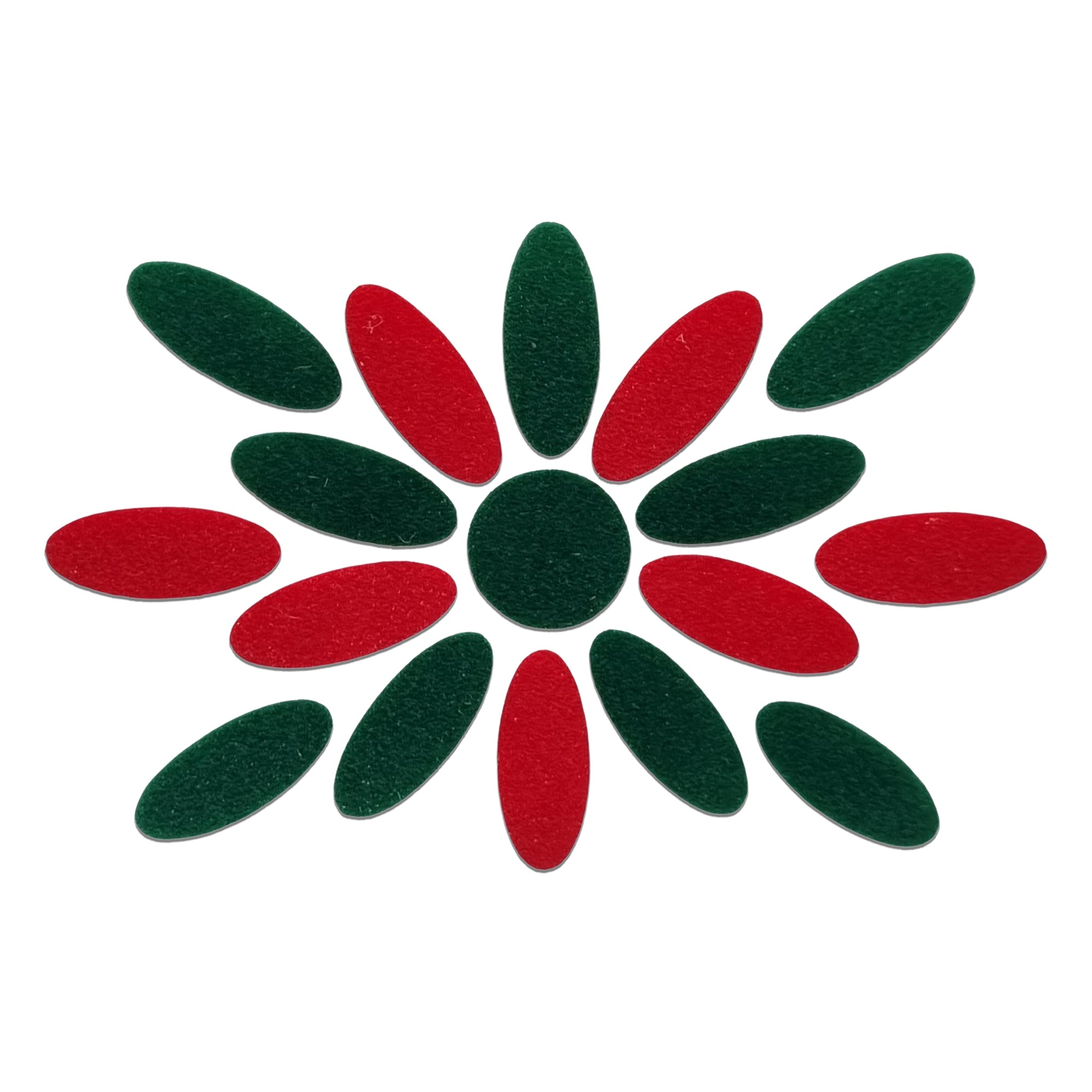 Comet Busters Green & Red oval floral bindi set with center round bindi, traditional designer forehead stickers for women, ideal for Bharatanatyam, Kuchipudi, weddings, festivals, temple visits, cultural programs, and traditional Indian attire.