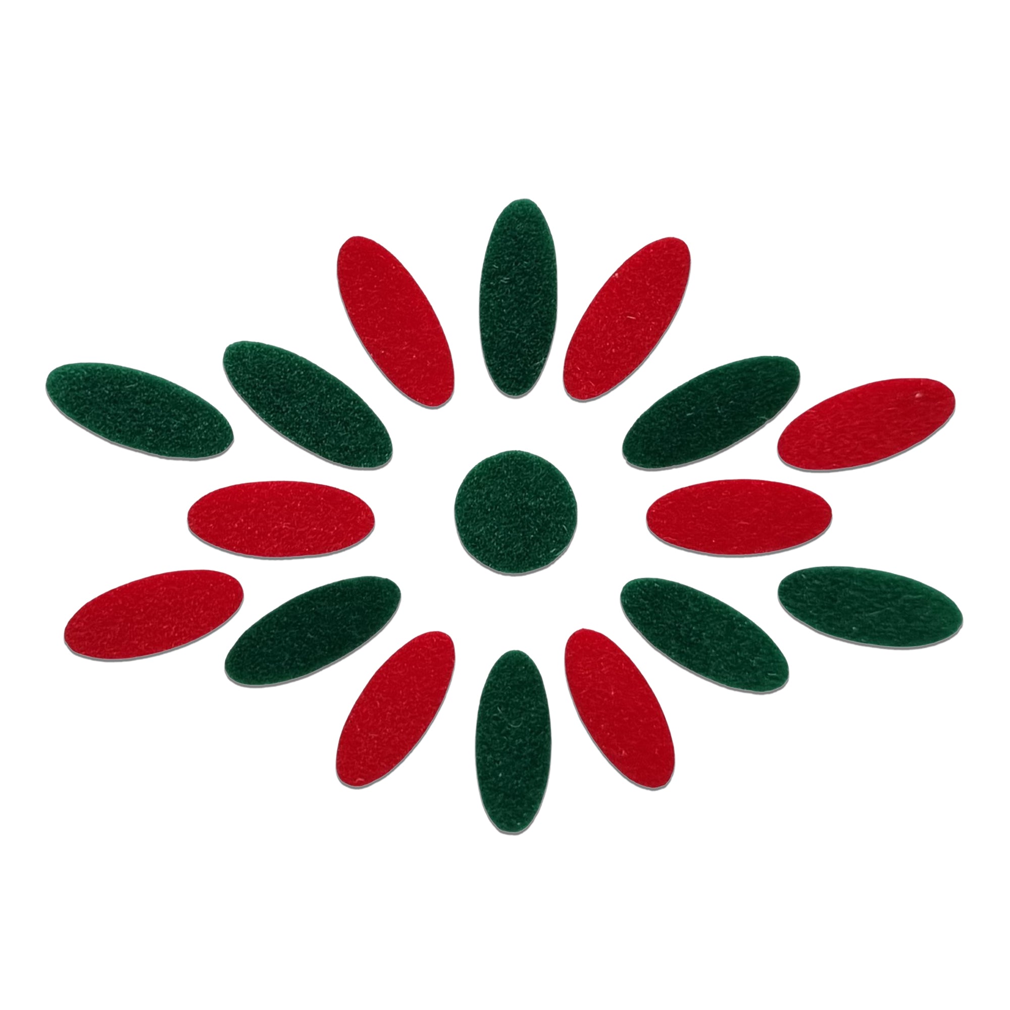 Comet Busters green & Red oval floral bindi set with center round bindi, traditional designer forehead stickers for women, ideal for Bharatanatyam, Kuchipudi, weddings, festivals, temple visits, cultural programs, and traditional Indian attire.