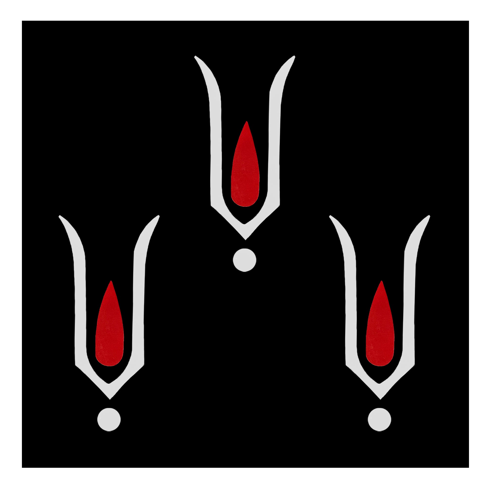Hanuman Tilak bindi featuring a traditional red and white devotional tilak design, suitable for women and girls for religious ceremonies, festivals and spiritual occasions.
