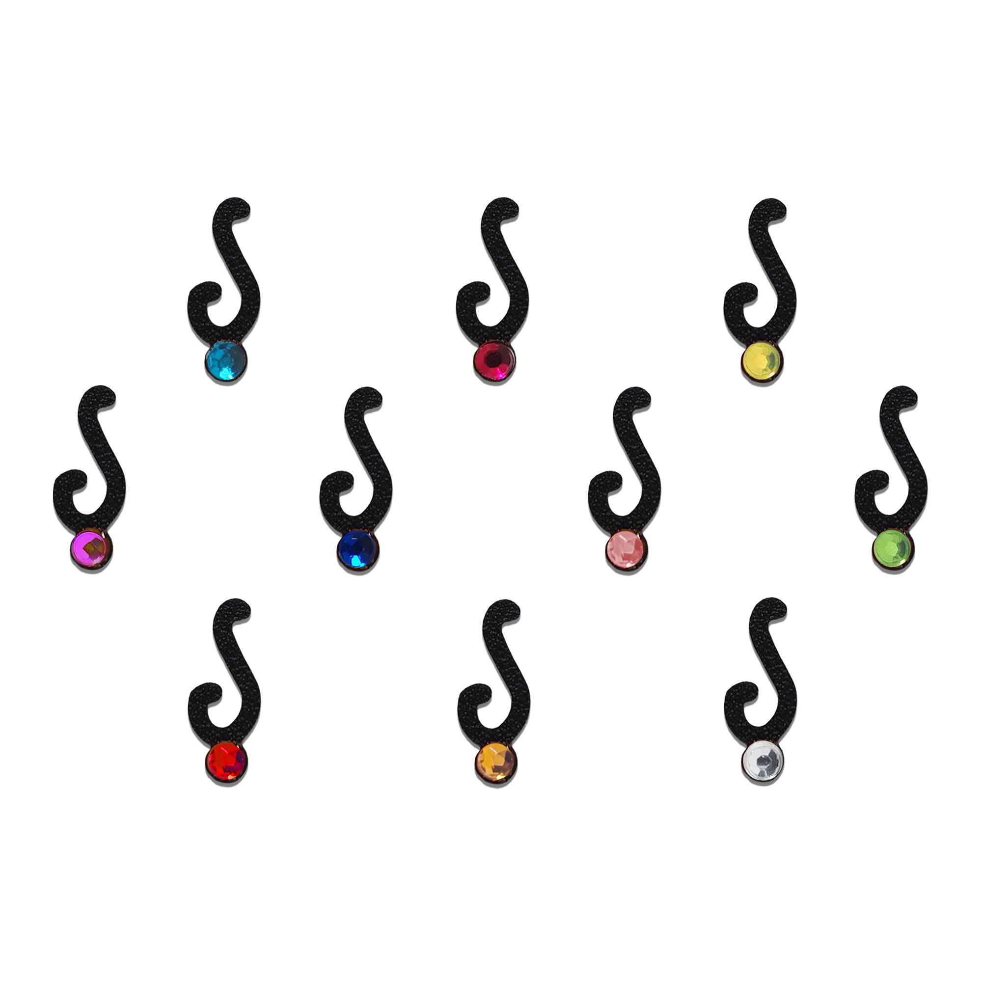 Comet Busters® Black Artistic Designer Bindis – Handcrafted, Reusable, Skin-Safe Indian Forehead Stickers for Women