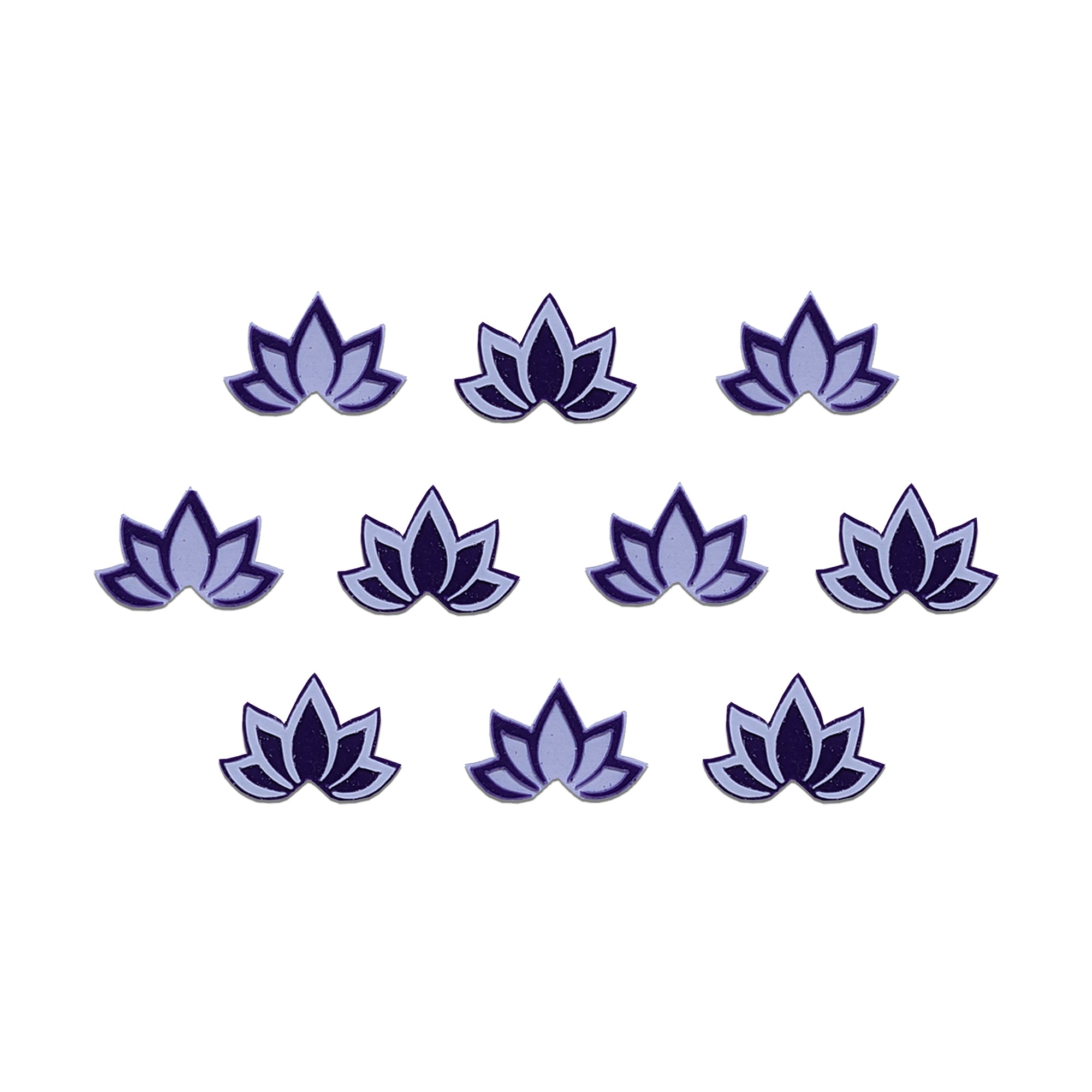 Comet Busters lavender and purple lotus flower designer bindis with elegant floral motifs