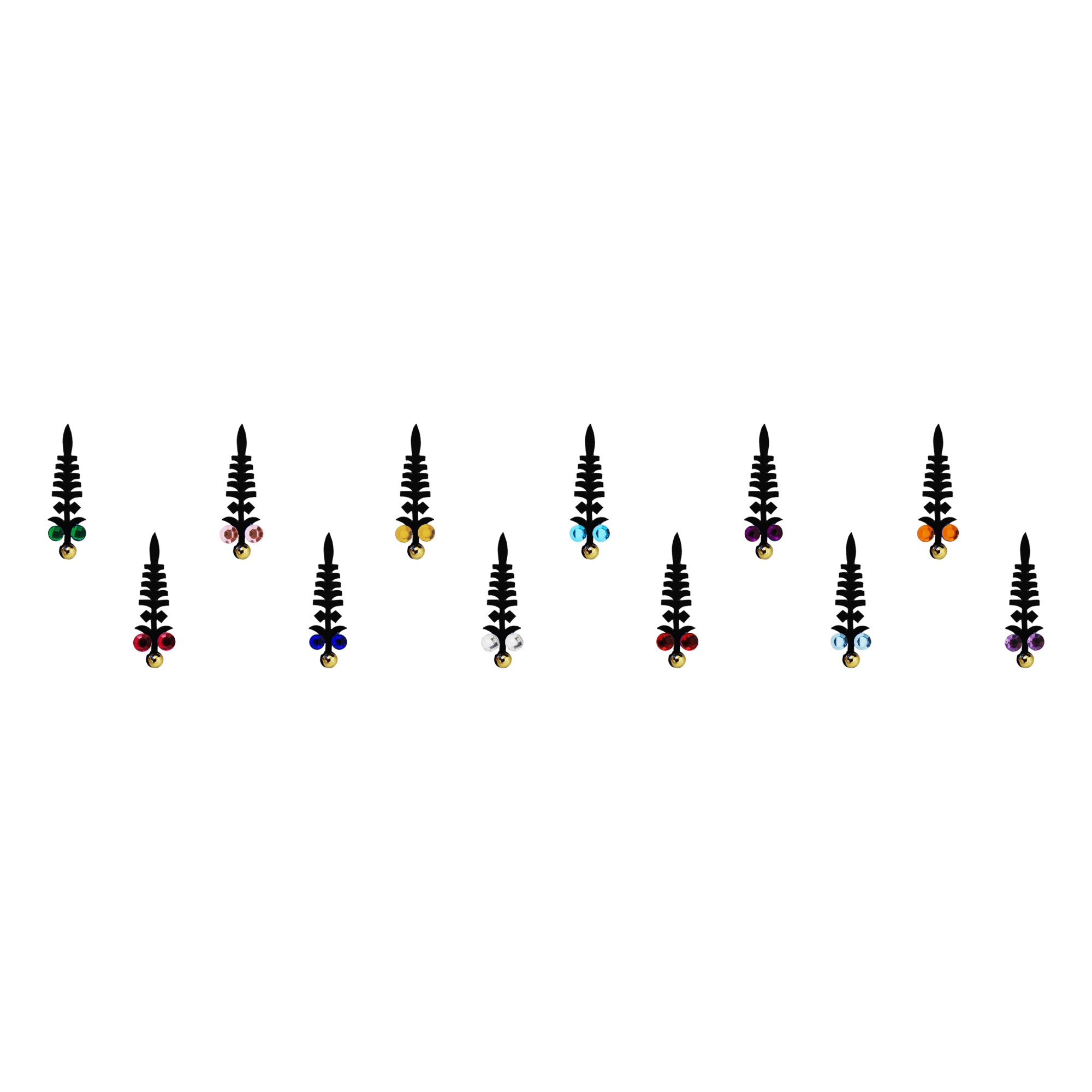 Comet Busters® Multicolor, Black Artistic Abstract Bindis – Diamond, PVC – Handcrafted, Reusable & Skin-Friendly Bindis for Partywear Wear (20mm) – Forehead Bindi Stickers for Women & Girls – BIN307