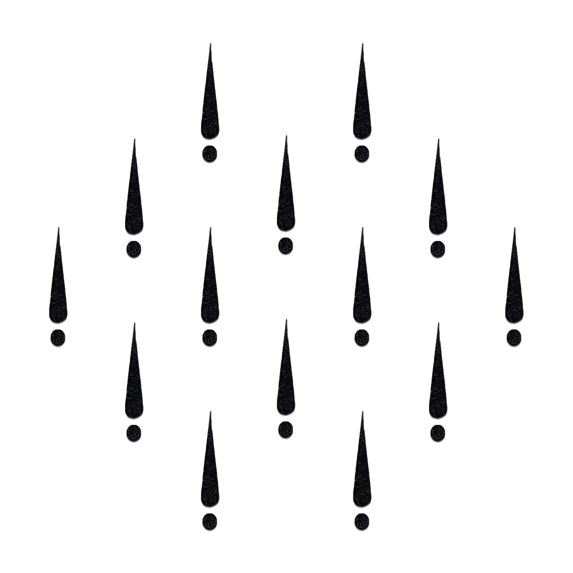 Comet Busters Classic Black Long Drop Bindi featuring an elongated teardrop shape paired with a matching round dot below. Premium self-adhesive bindi ideal for traditional wear, festive occasions, cultural events, dance performances, and ethnic fashion styling.