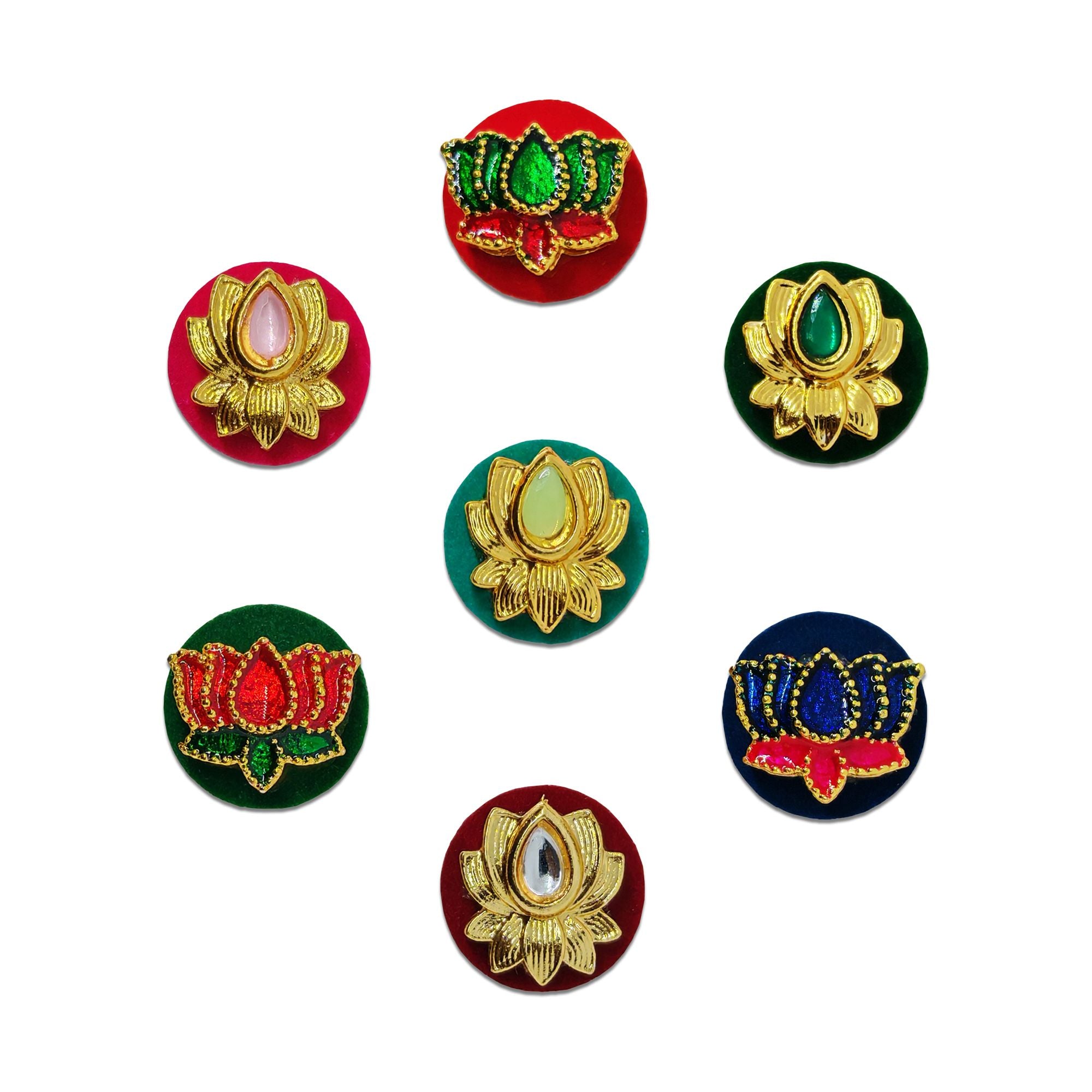Indira by Comet Busters® Premium Lotus Designer Bindi Collection | Antique Gold Velvet Bindis for Women & Girls
