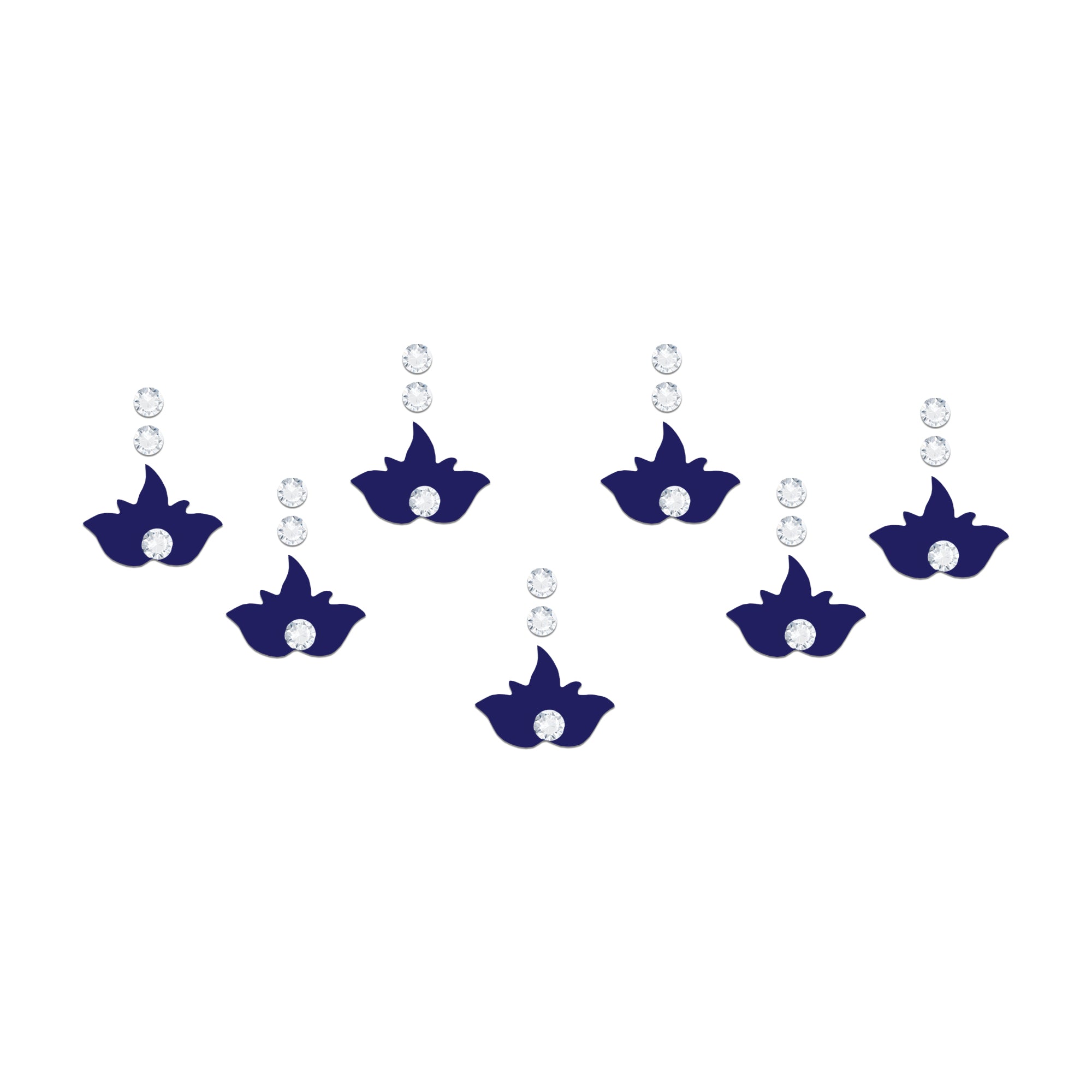 Comet Busters lotus designer bindis featuring elegant purple lotus-inspired motifs with sparkling white crystal stones, perfect for festive celebrations, traditional Indian attire, ethnic fashion styling, devotional looks, and graceful everyday wear.