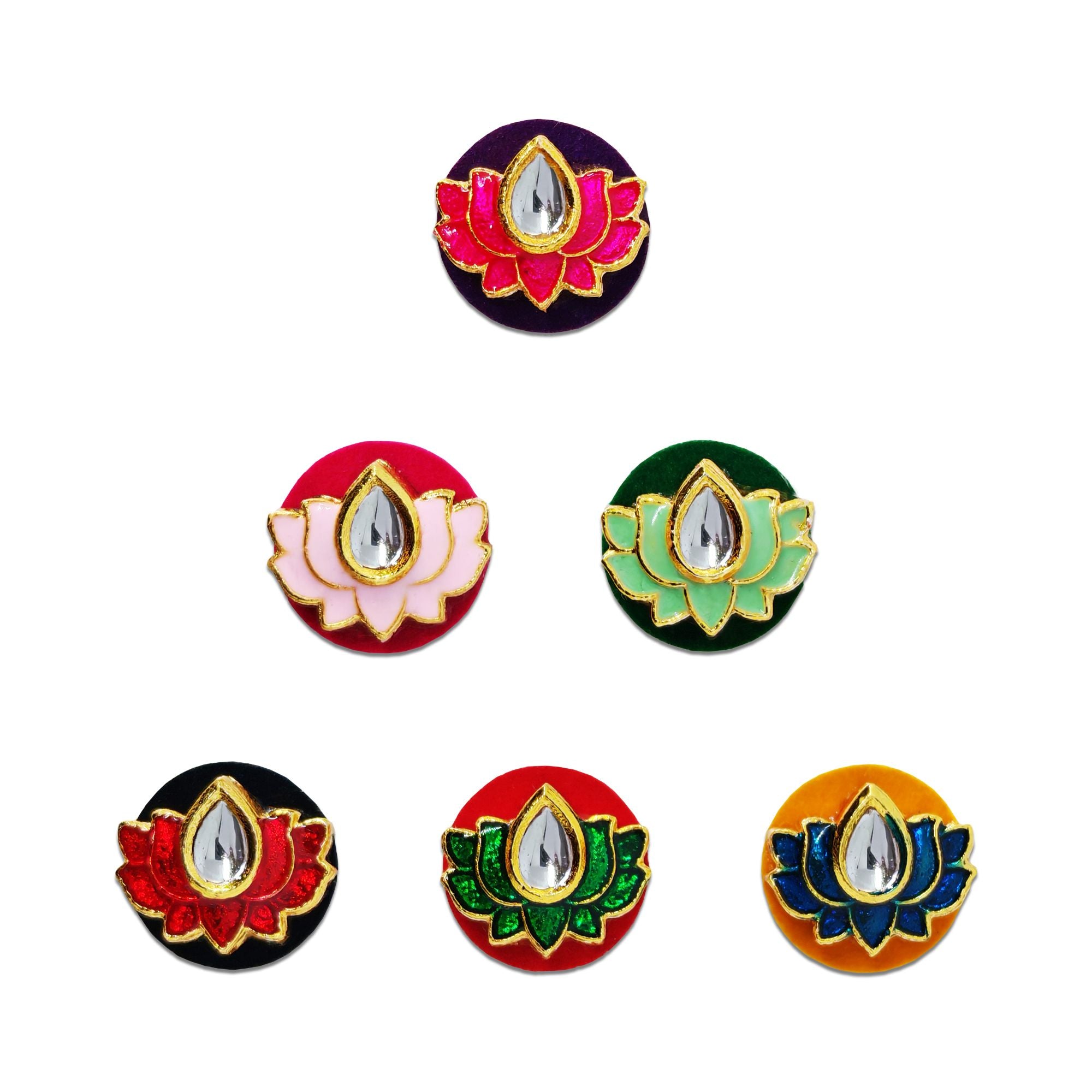 Indira by Comet Busters® Premium Lotus Stone Designer Bindi Collection | Antique Gold Velvet Bindis for Women & Girls