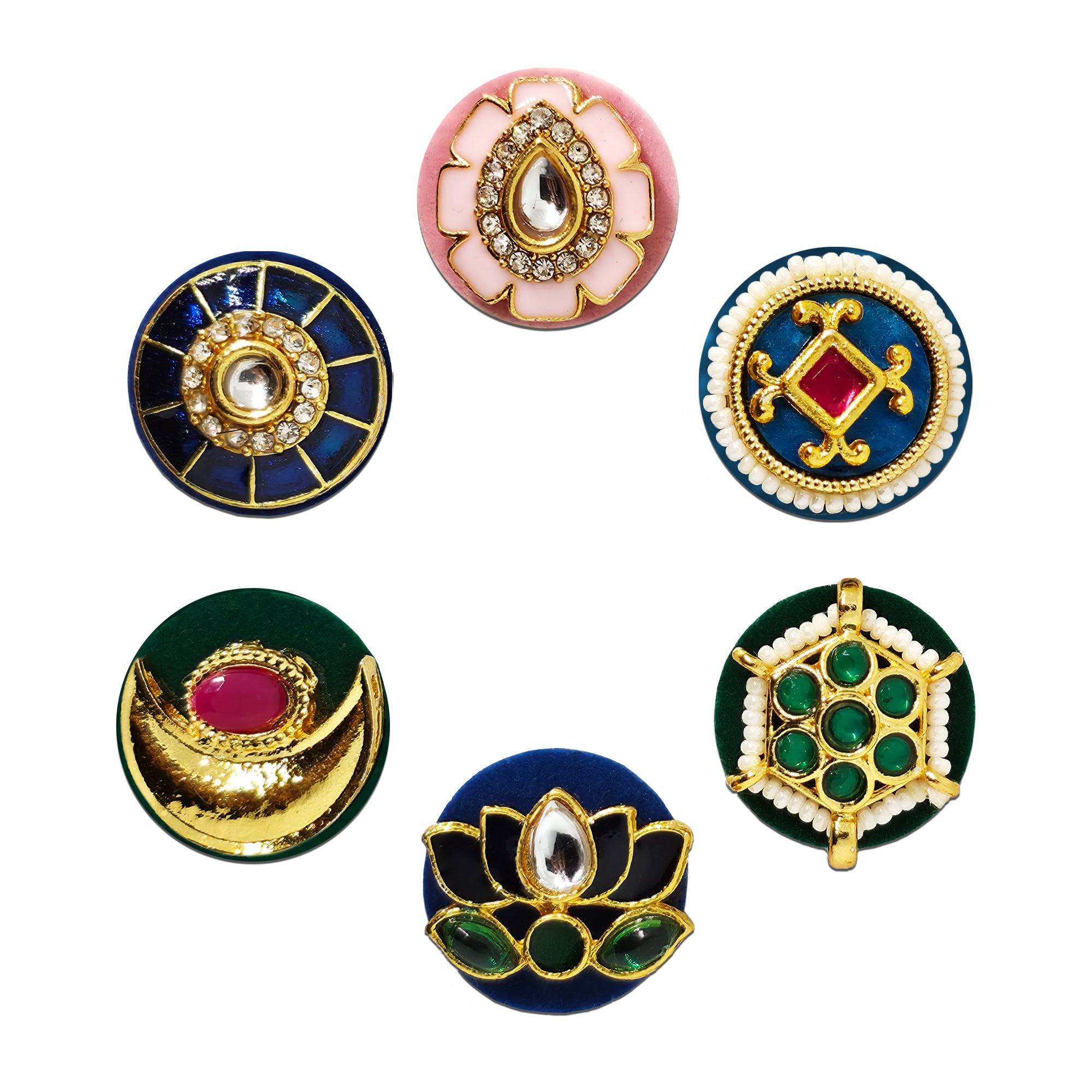 Indira by Comet Busters® Premium Spiritual Lotus & Temple Designer Bindi Collection | Kundan, Crescent Moon, Hexagon Stone, Enamel & Floral Velvet Bindis for Women & Girls