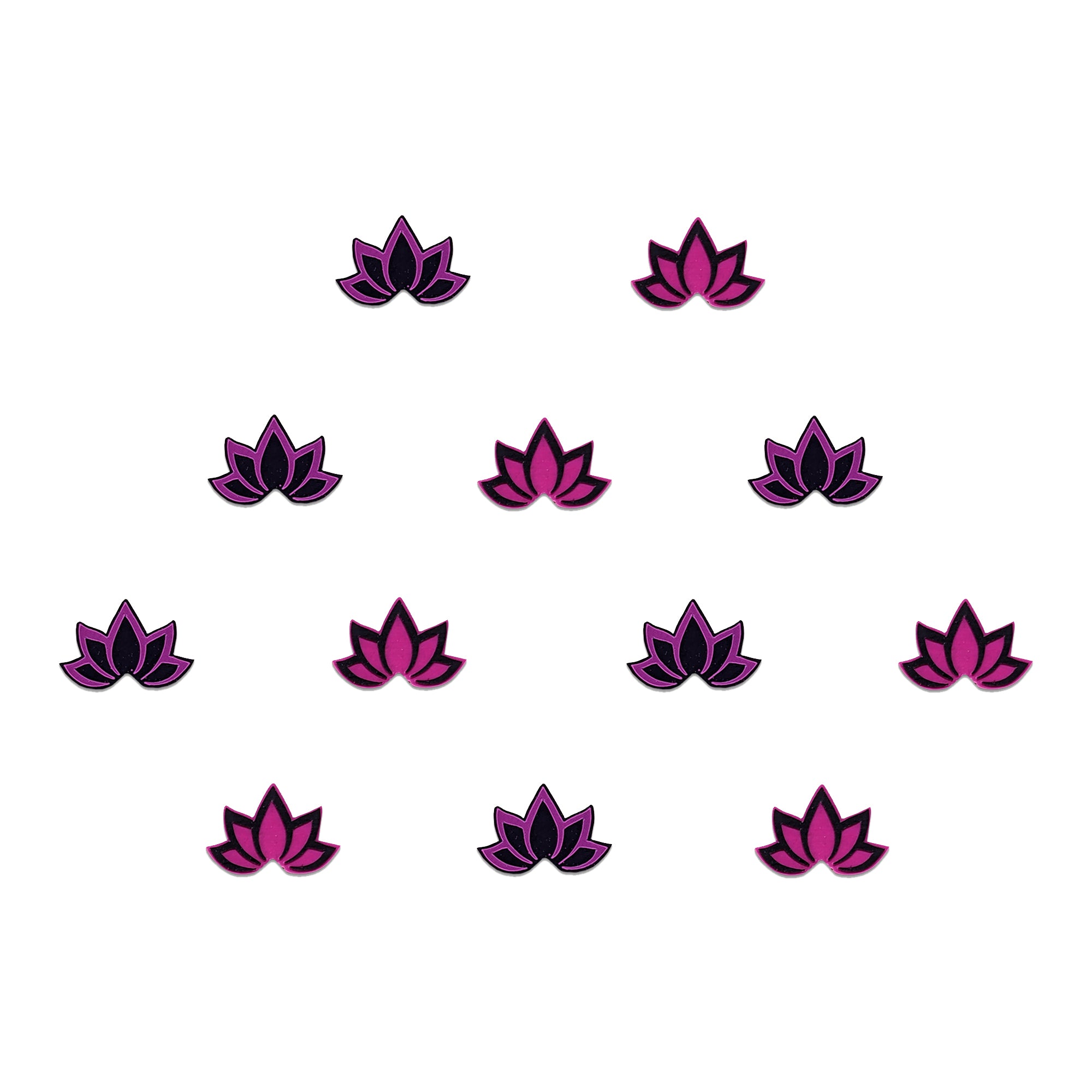 Comet Busters colorful lotus petal bindis featuring elegant floral lotus motifs in vibrant shades of pink, blue, yellow, green, and purple, perfect for festive wear, spiritual styling, ethnic fashion, and traditional Indian looks.